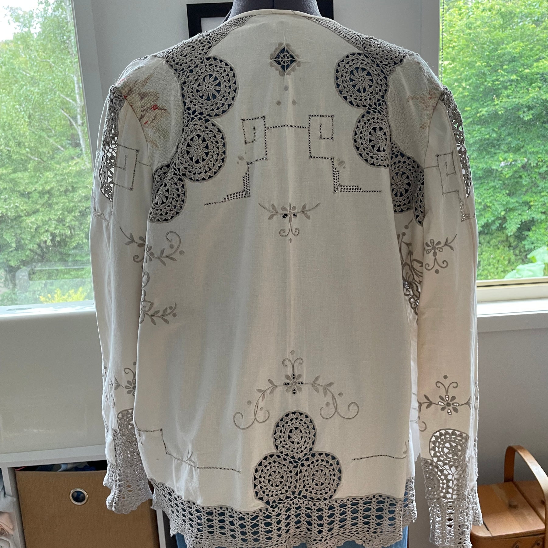 Handmade Vintage Lace Jacket Upcycled Tablecloth