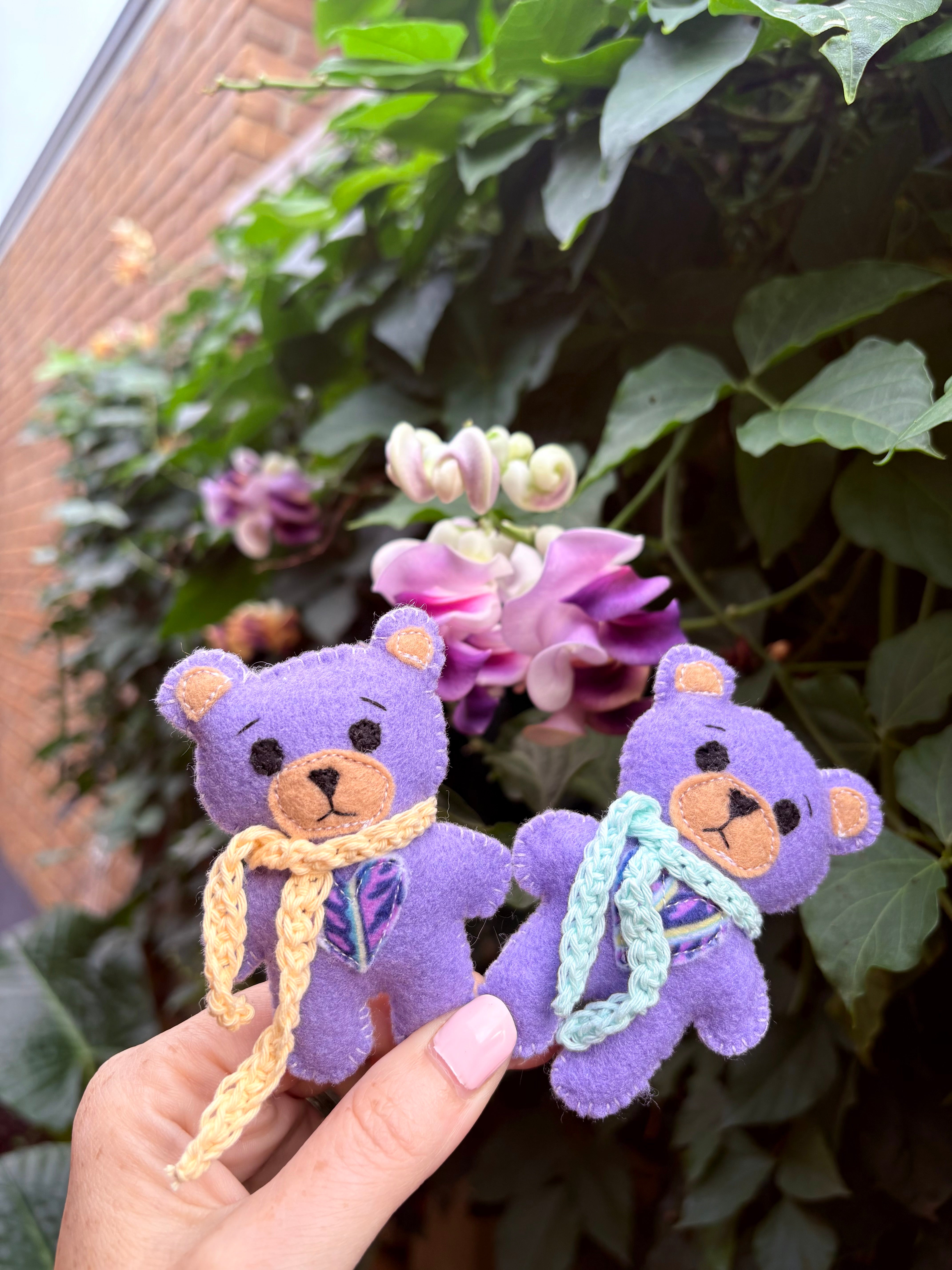 Handmade Felt Teddy Teddy Bear with Crochet Scarf – Mini 10cm Plush Toy – Pocket Bear Gift – Cute Handmade Keepsake