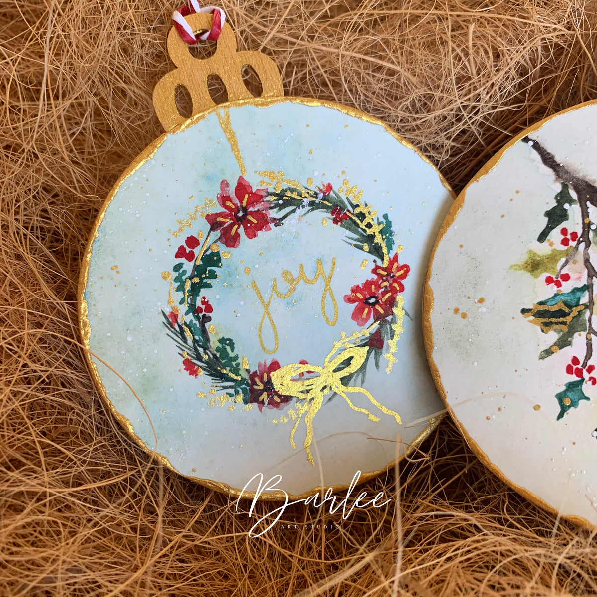 Set of 2 Hand-Painted Christmas Decorations - Unique Ornaments