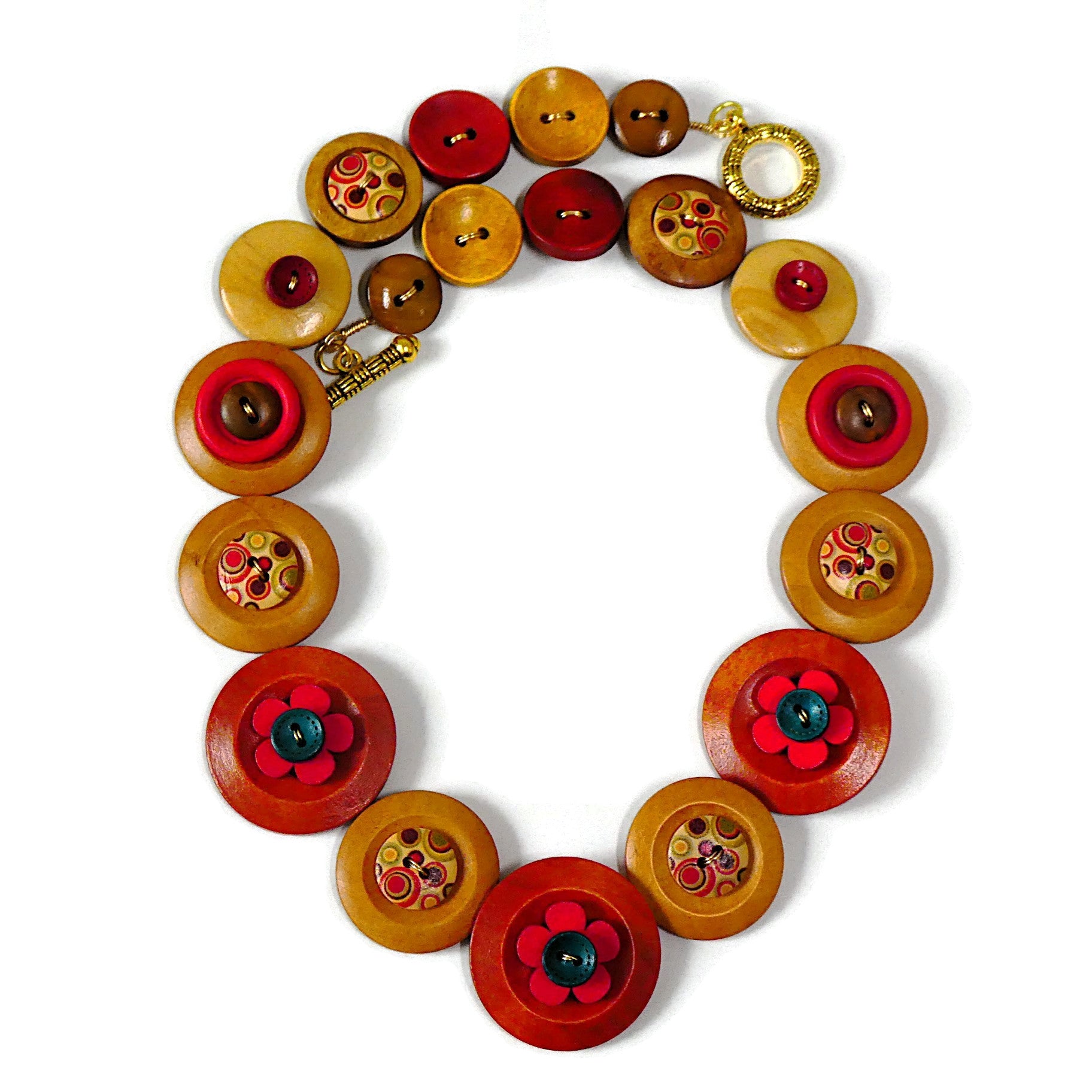 Button necklace - Redwood