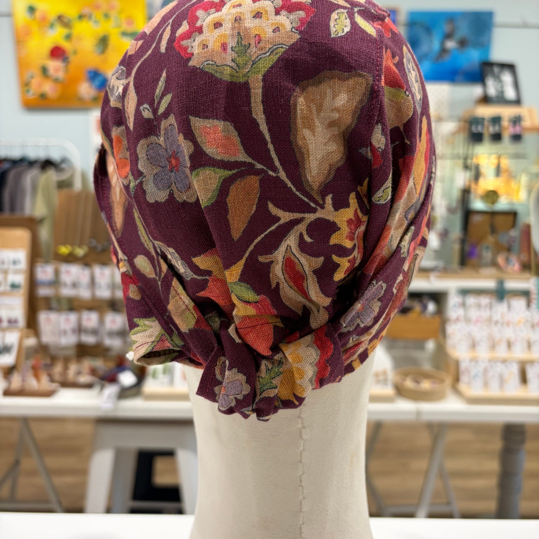 gorgeous burgandy floral fabric turban head wrap - violetclothing - free postage
