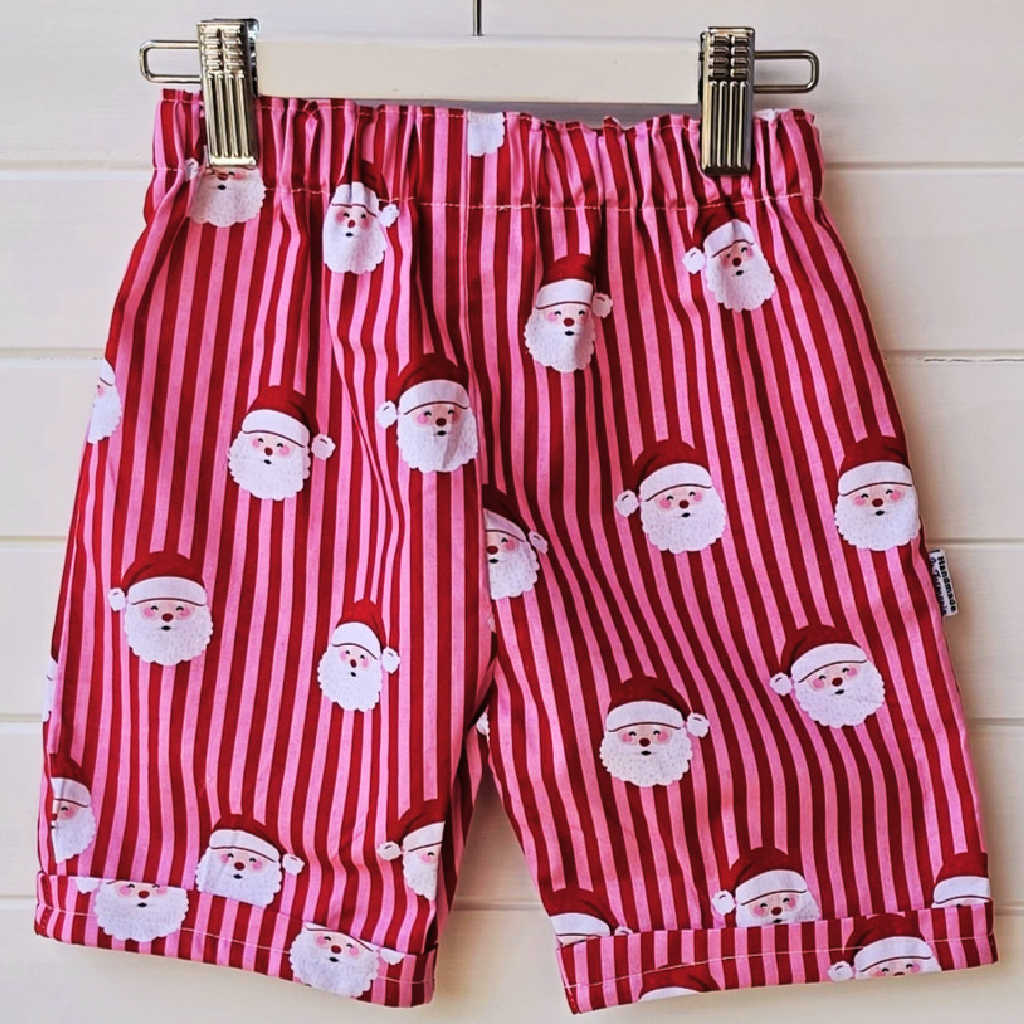 Pink & Red Santa Christmas Shorts – Size 1-2 Years