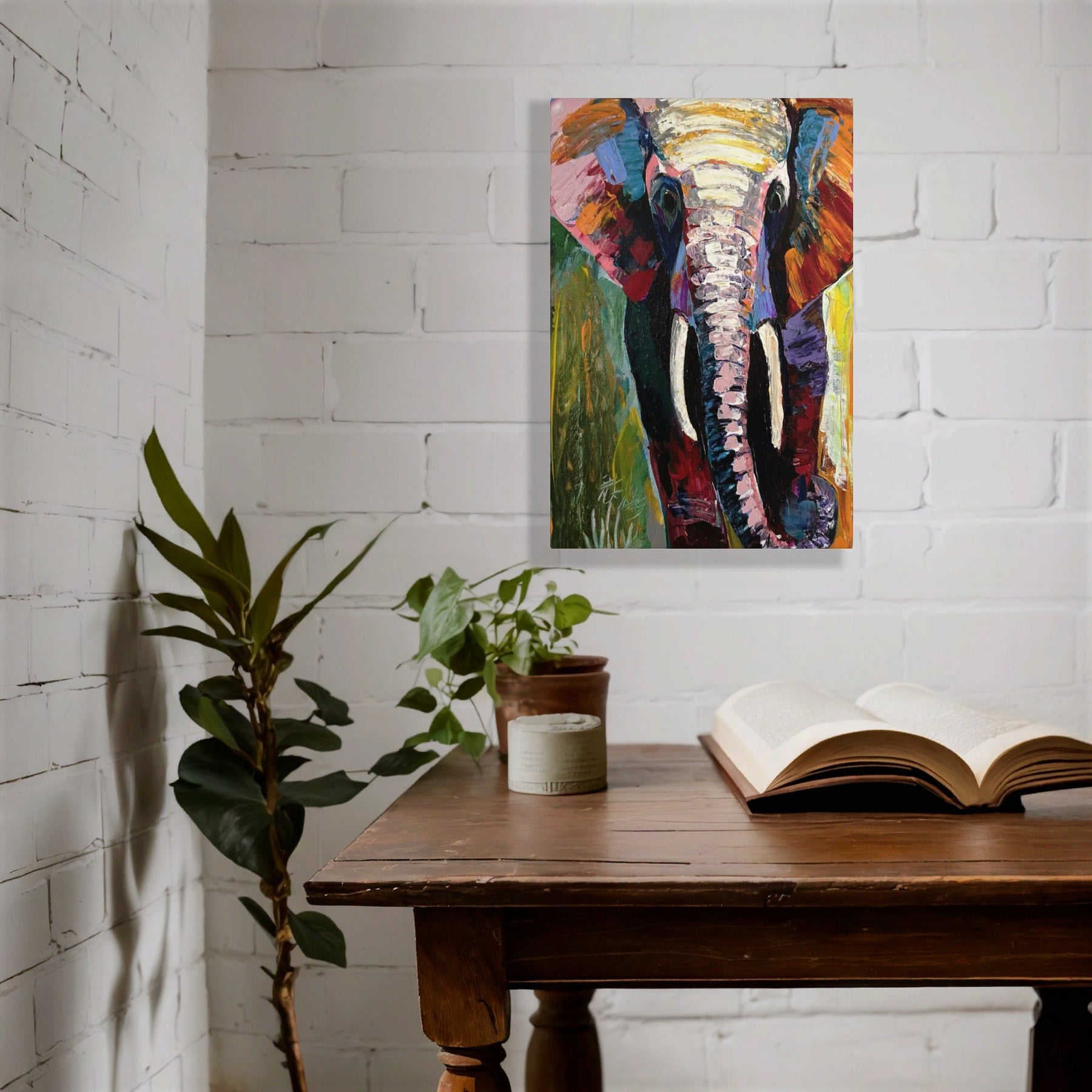 Colourful Abstract Elephant Wall Painting Art