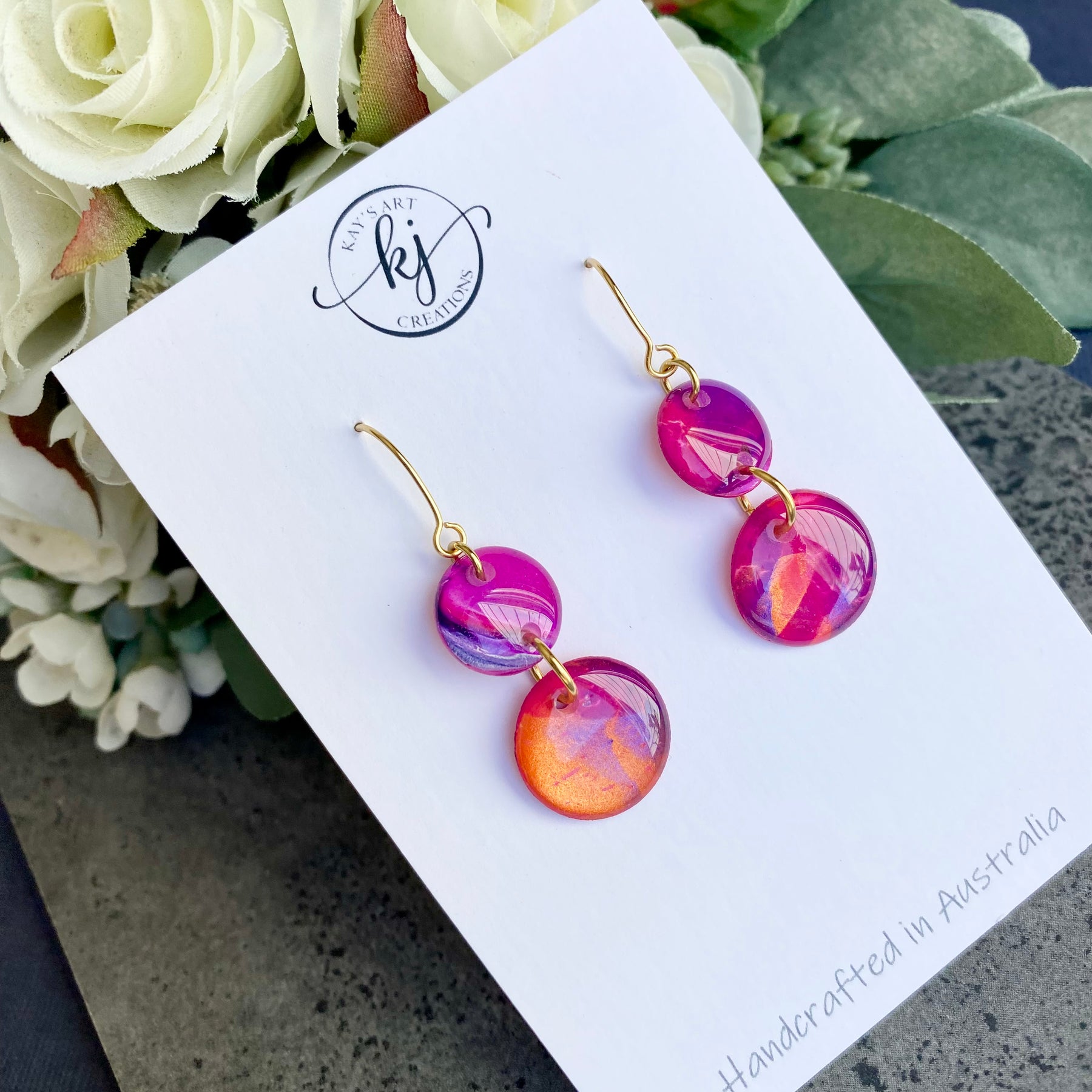 Stunning Cerise Copper Purple Earrings