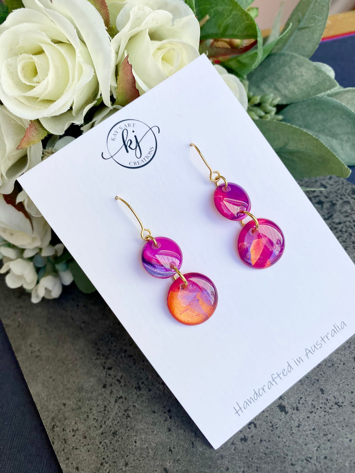 Stunning Cerise Copper Purple Earrings