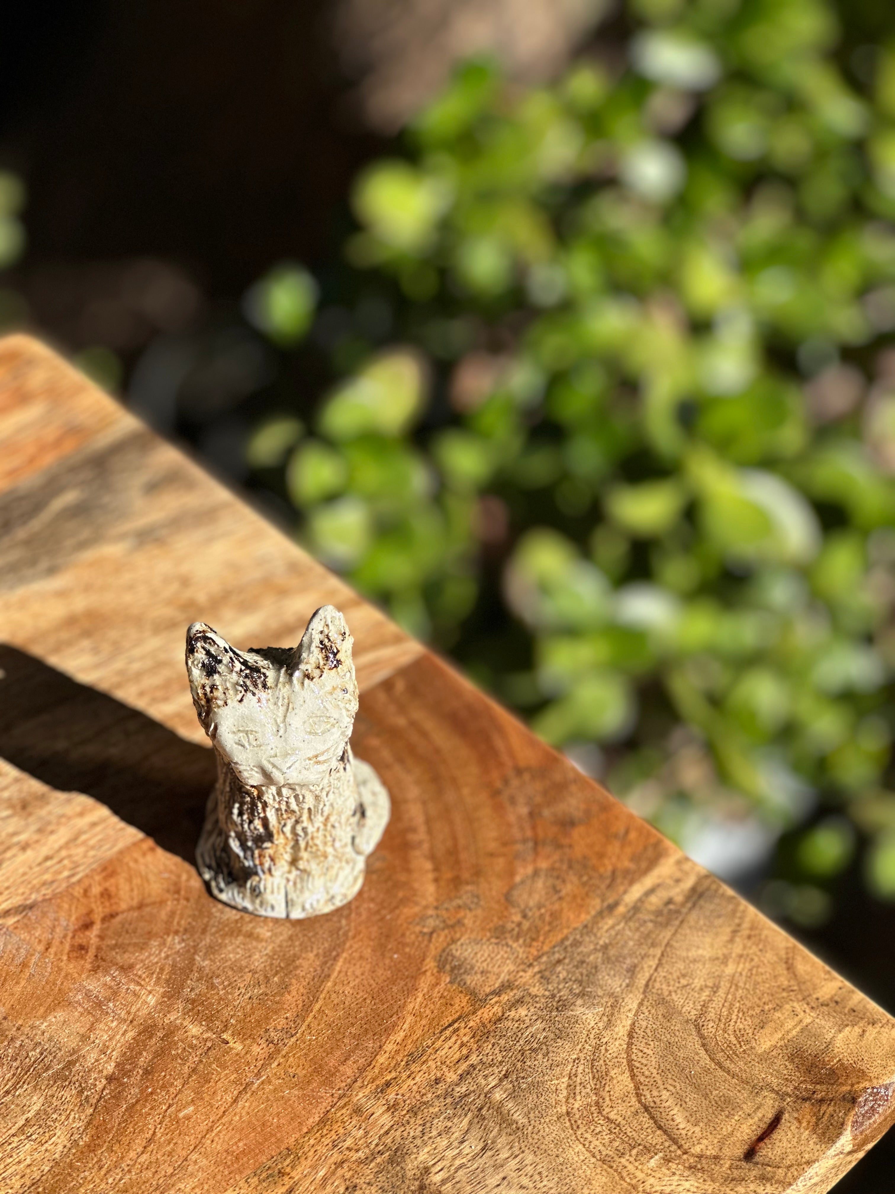 Scruffy Cat | Handmade Ceramic Ornament | Manganese
