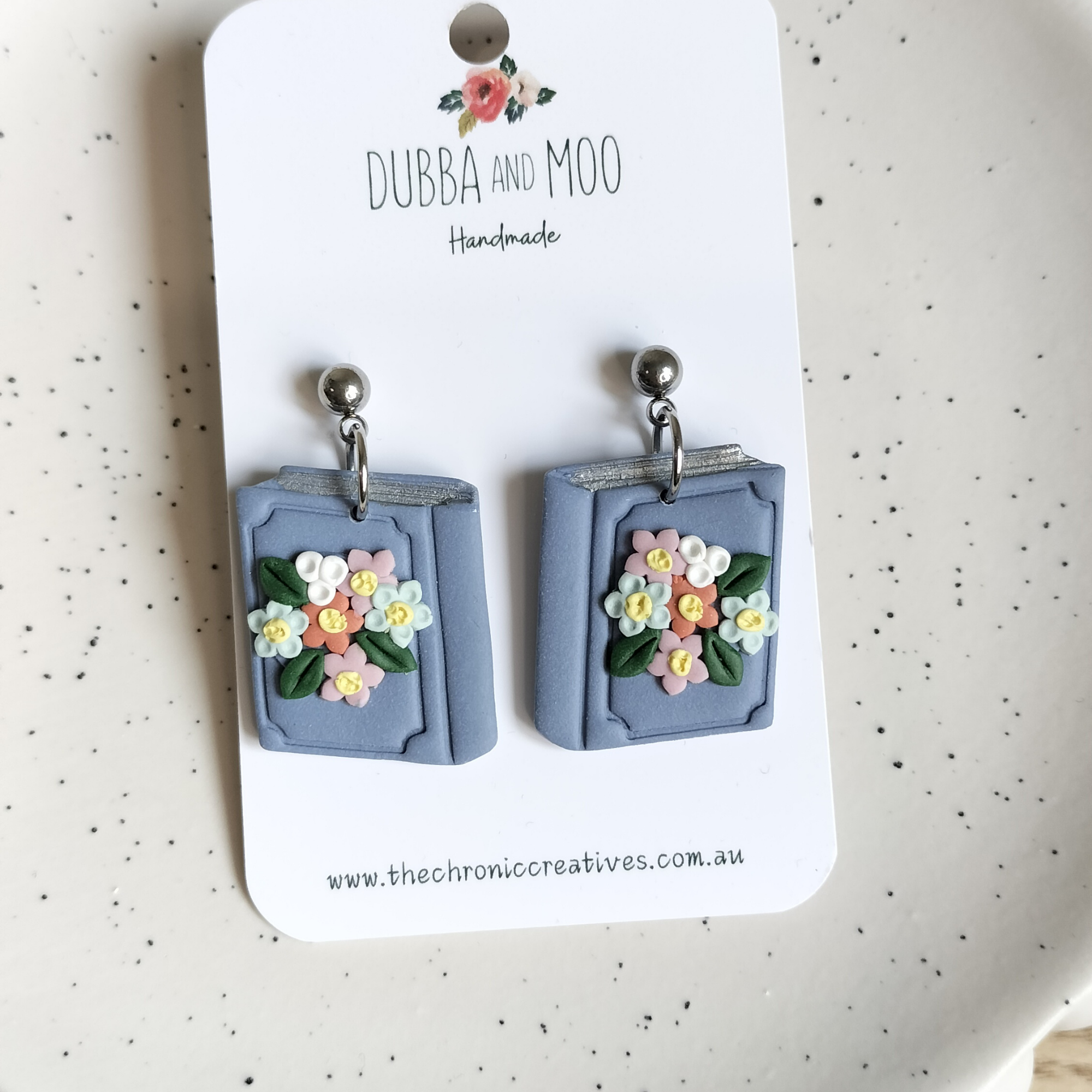 Botanical Floral Book Dangles Polymer Clay - Assorted Styles