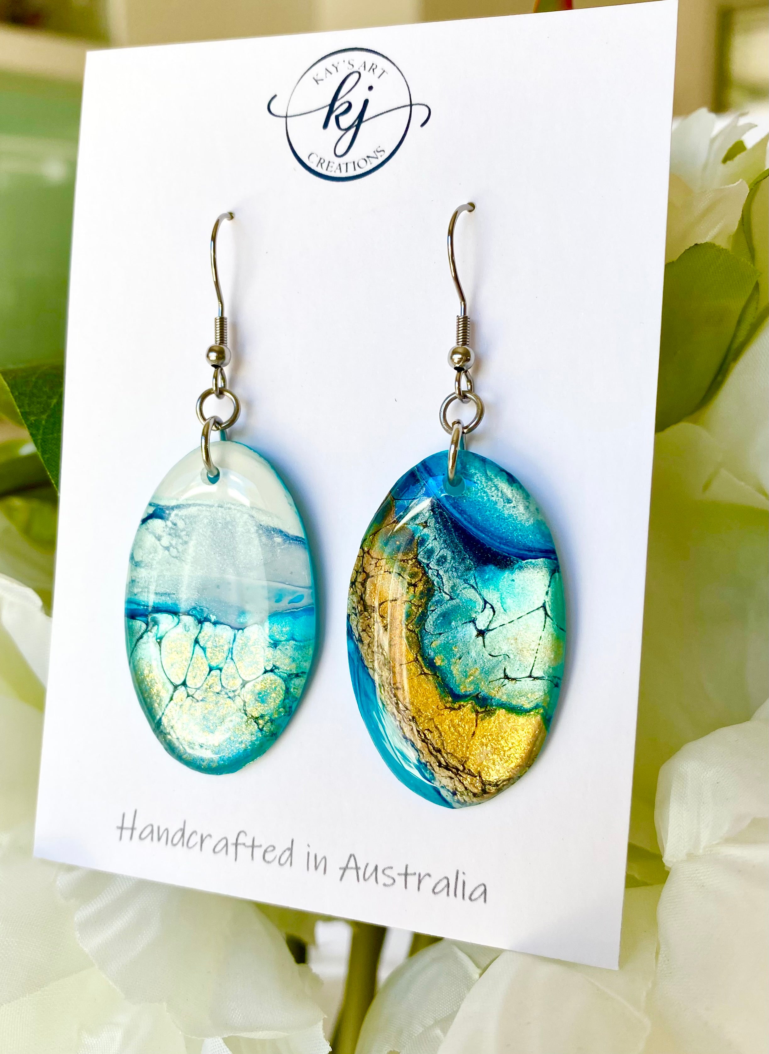 Ocean Inspired Hand Painted Earrings