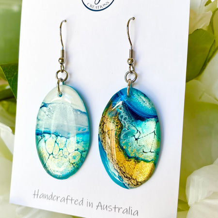 Ocean Inspired Hand Painted Earrings