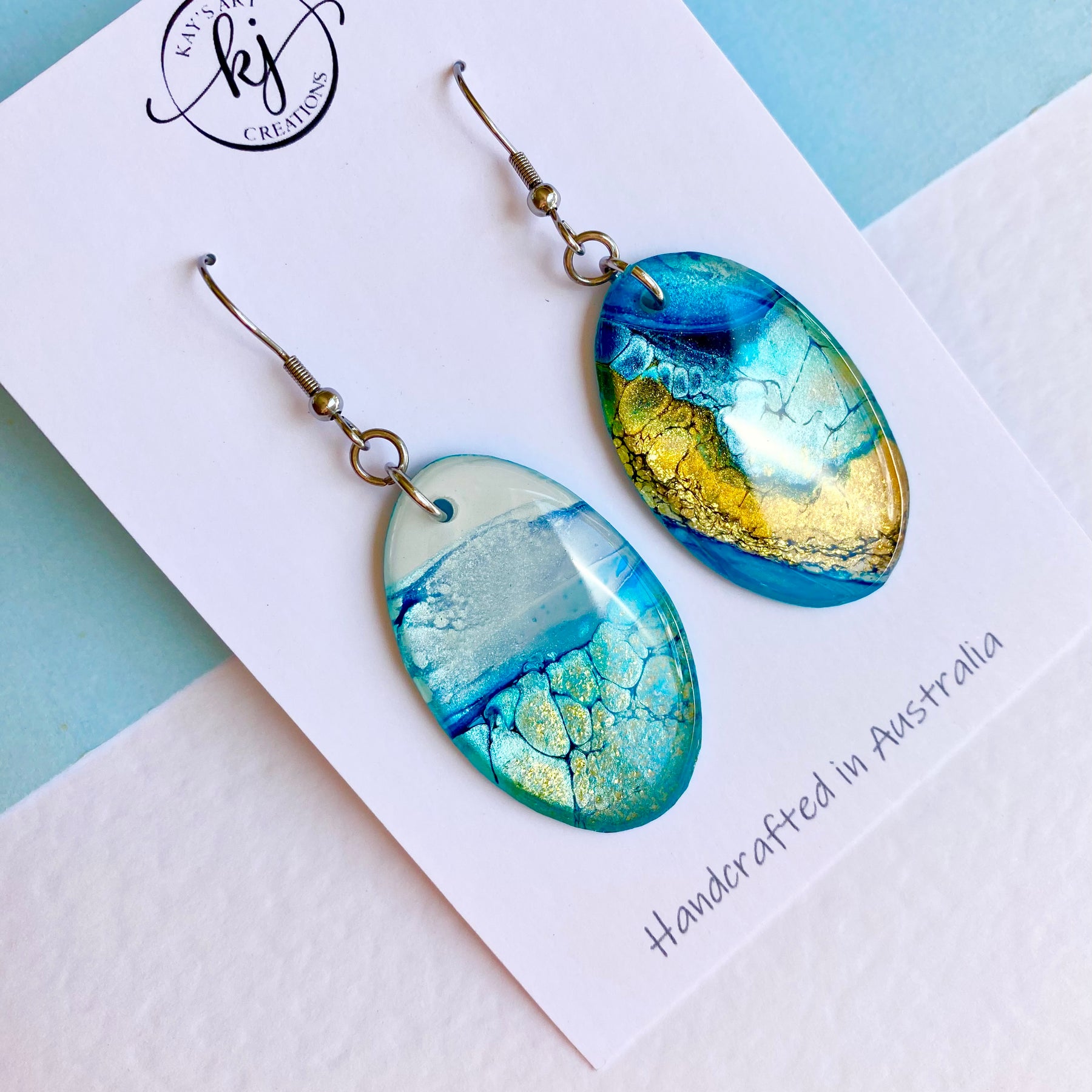 Ocean Inspired Hand Painted Earrings