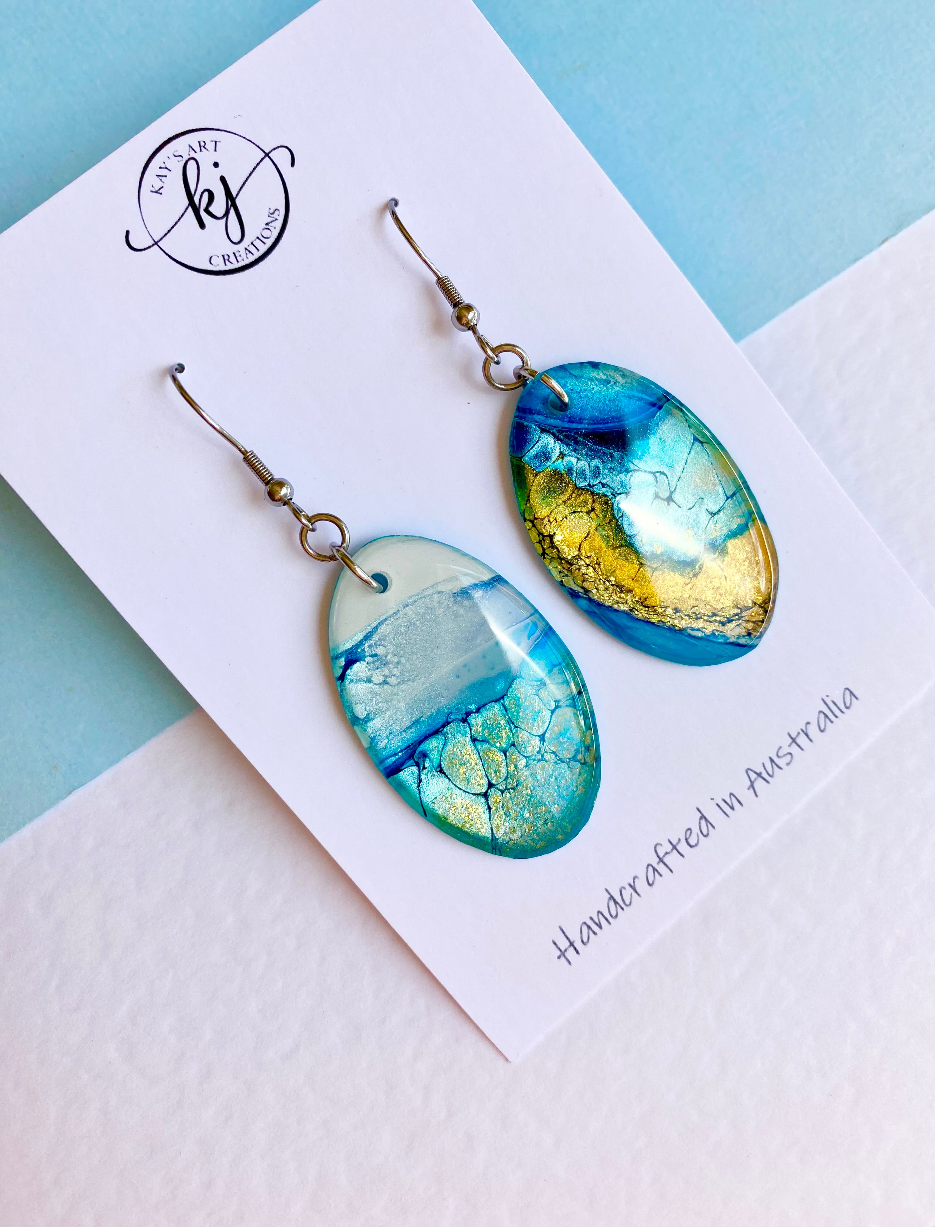 Ocean Inspired Hand Painted Earrings