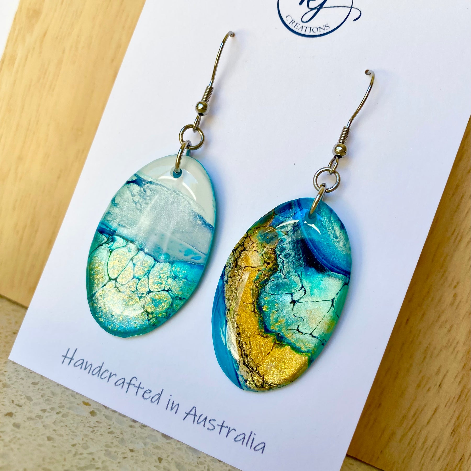 Ocean Inspired Hand Painted Earrings