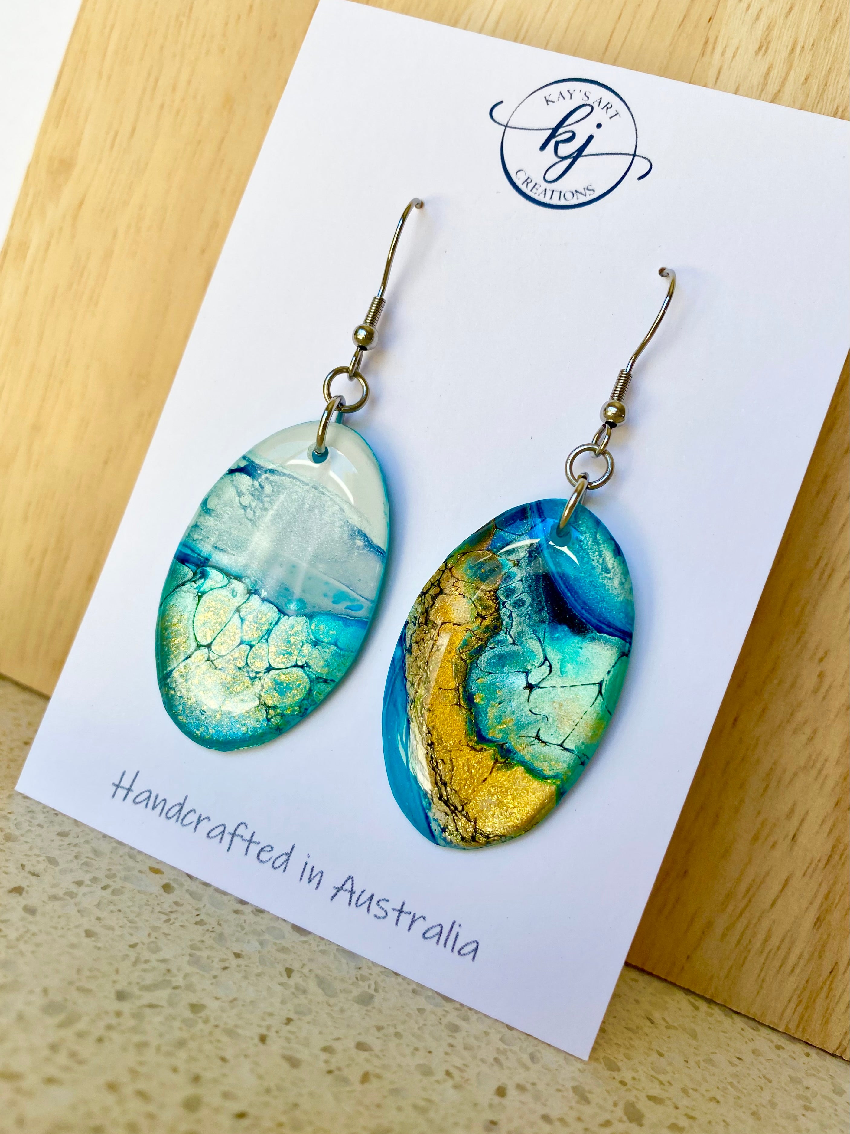 Ocean Inspired Hand Painted Earrings