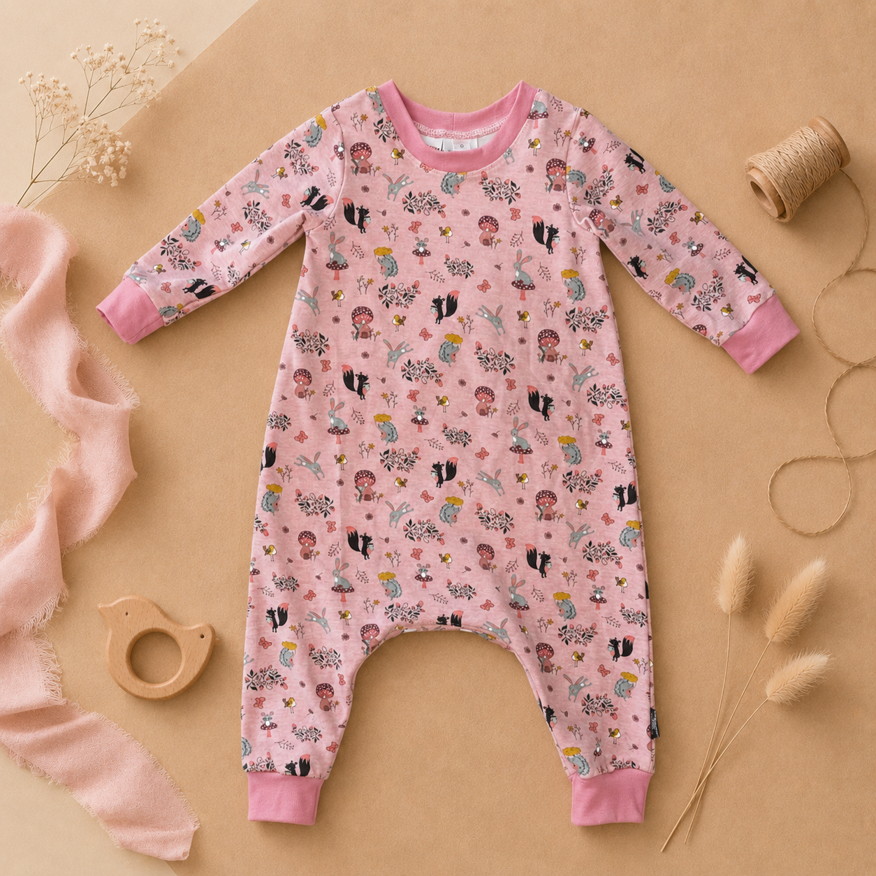 Organic Cotton Knit Long Leg Baby Jumpsuit - Mixed Sizes and Prints
