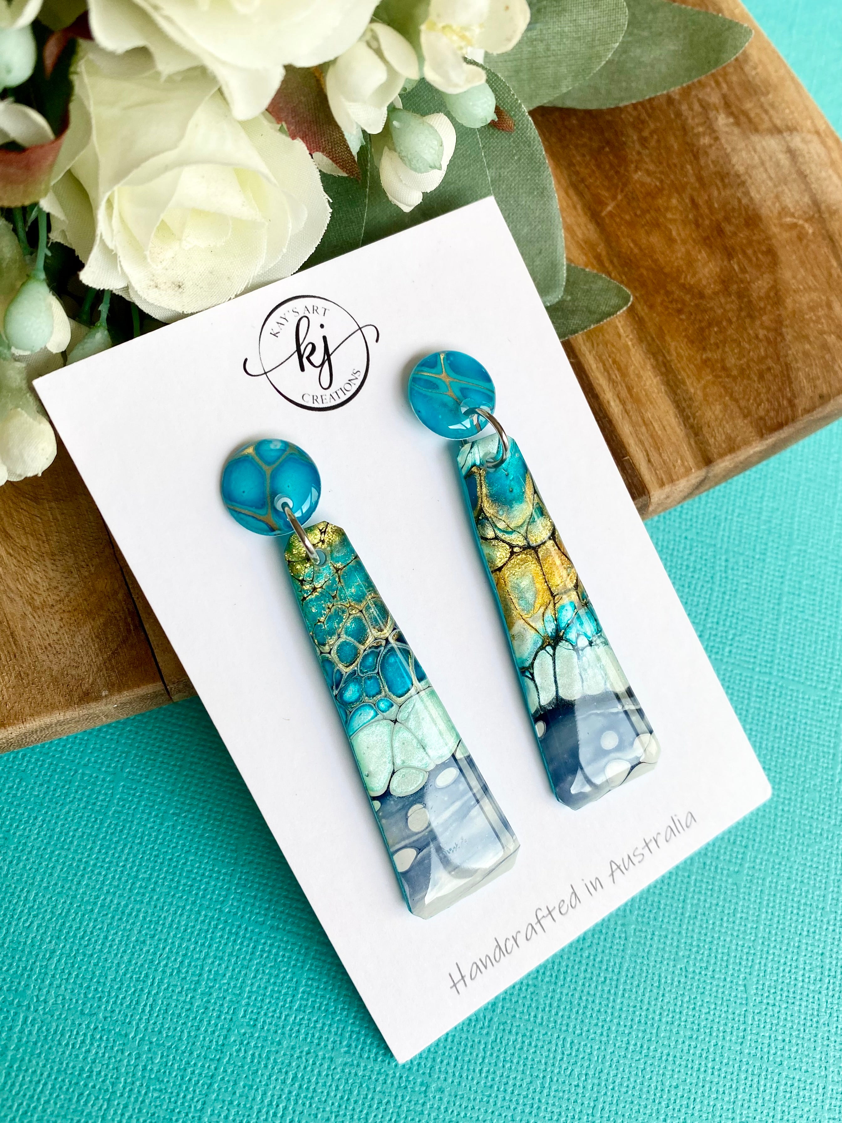Turquoise Gold Dangle Earrings