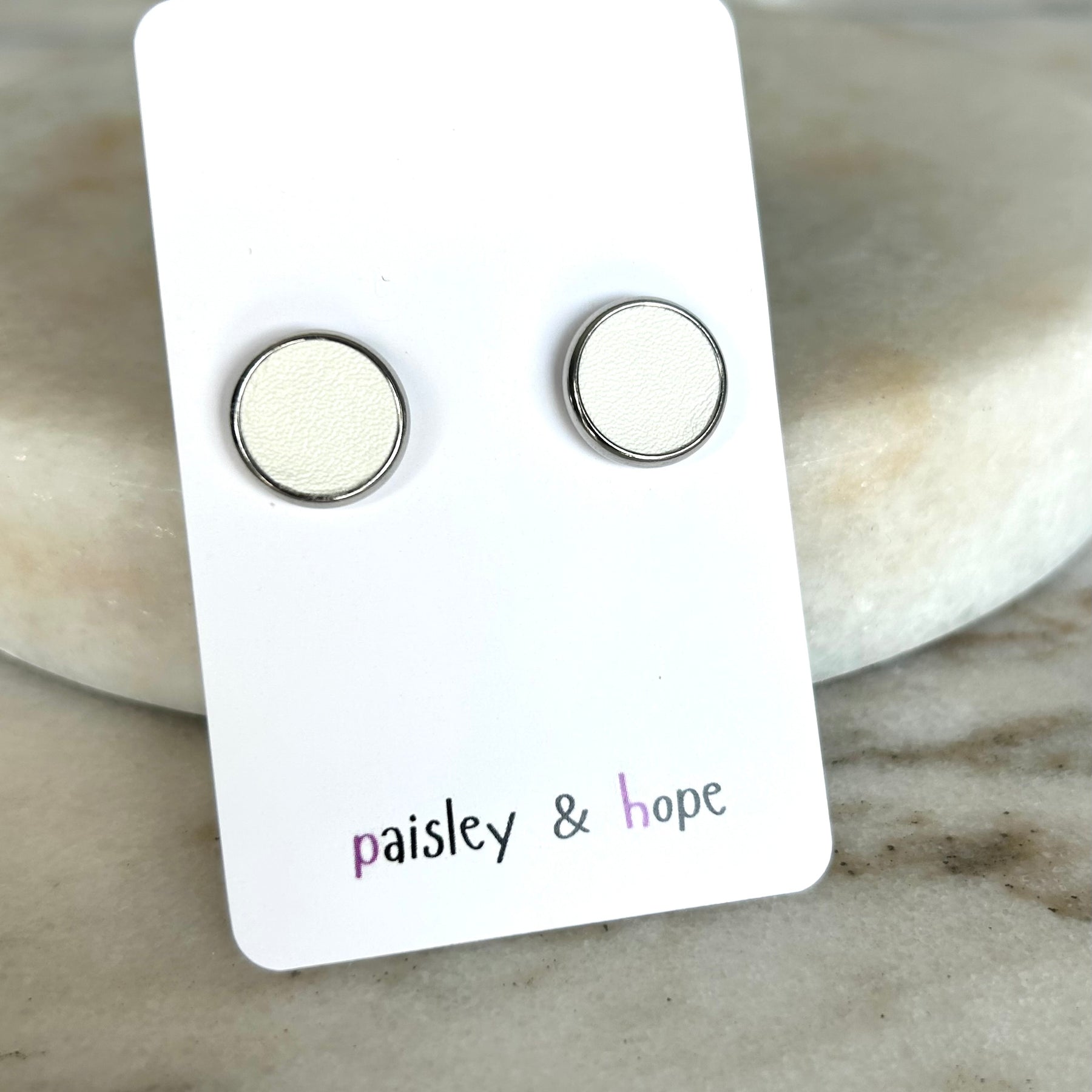 Faux Leather Bezel Style Studs - 12mm - Choose colour