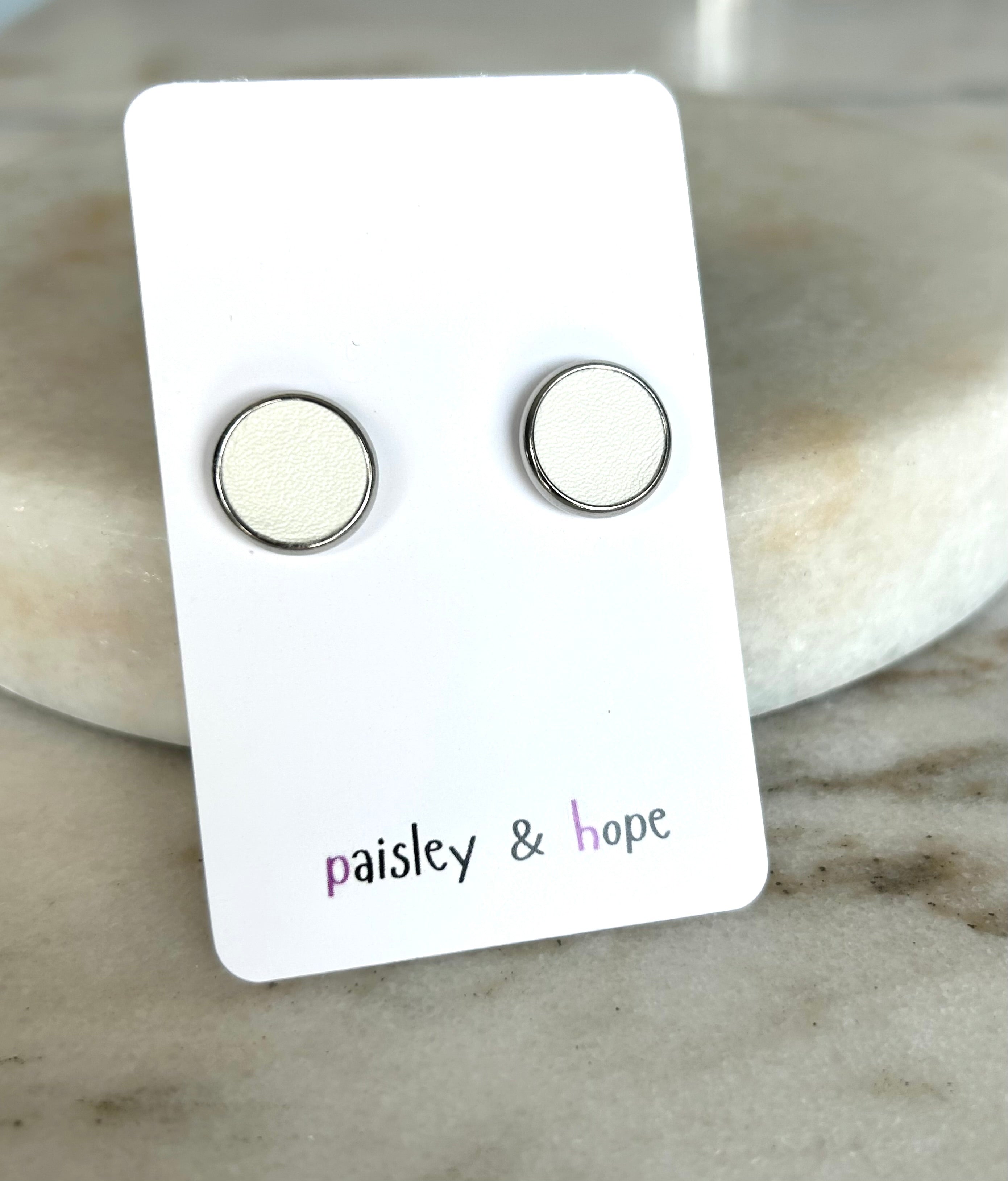 Faux Leather Bezel Style Studs - 12mm - Choose colour
