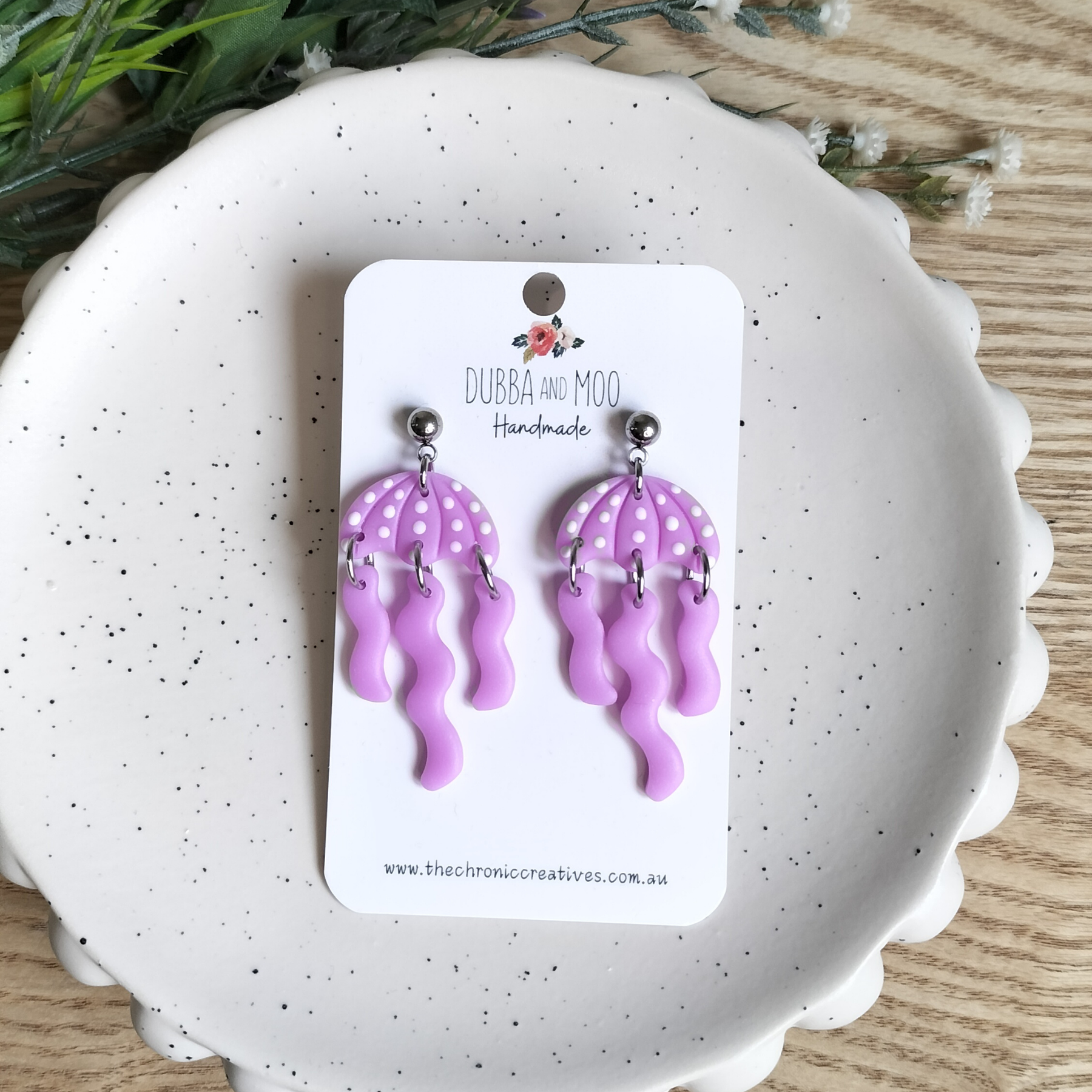 Jelly Fish Polymer Clay Dangle Earrings - Assorted Colours