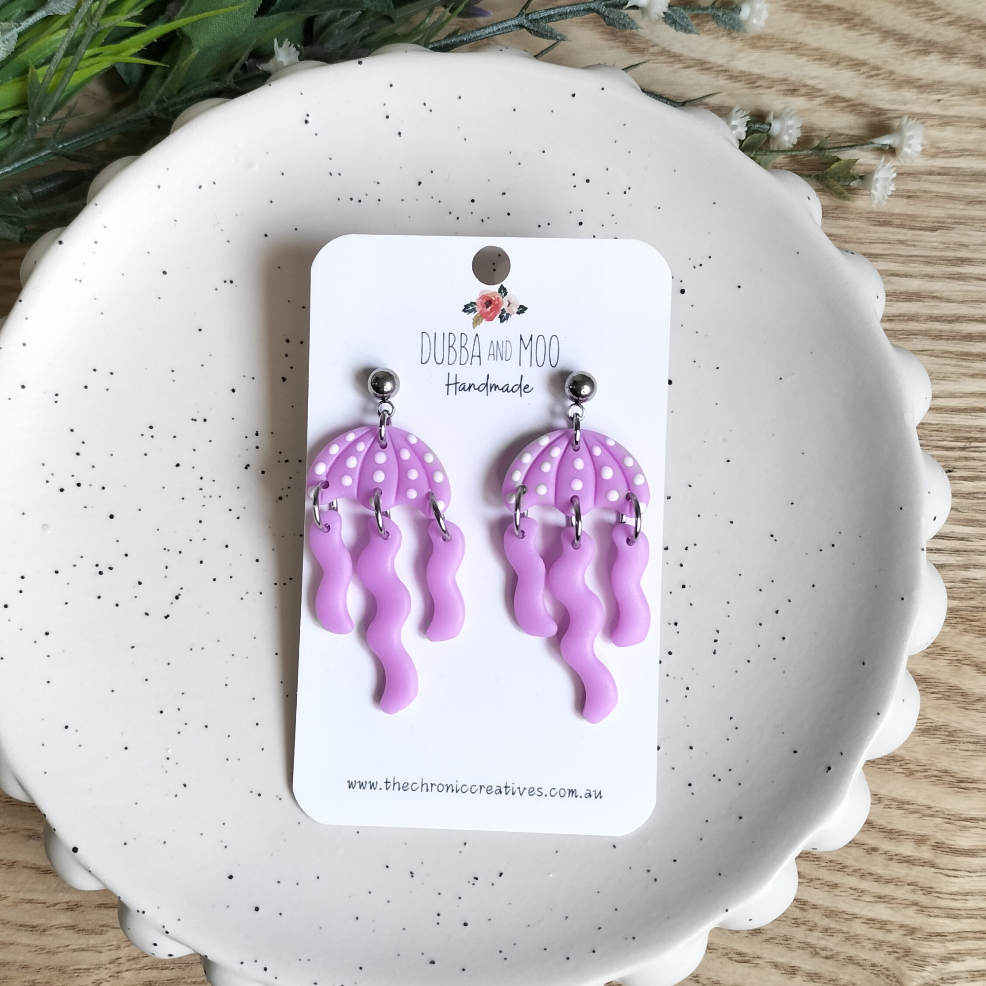 Jelly Fish Polymer Clay Dangle Earrings - Assorted Colours
