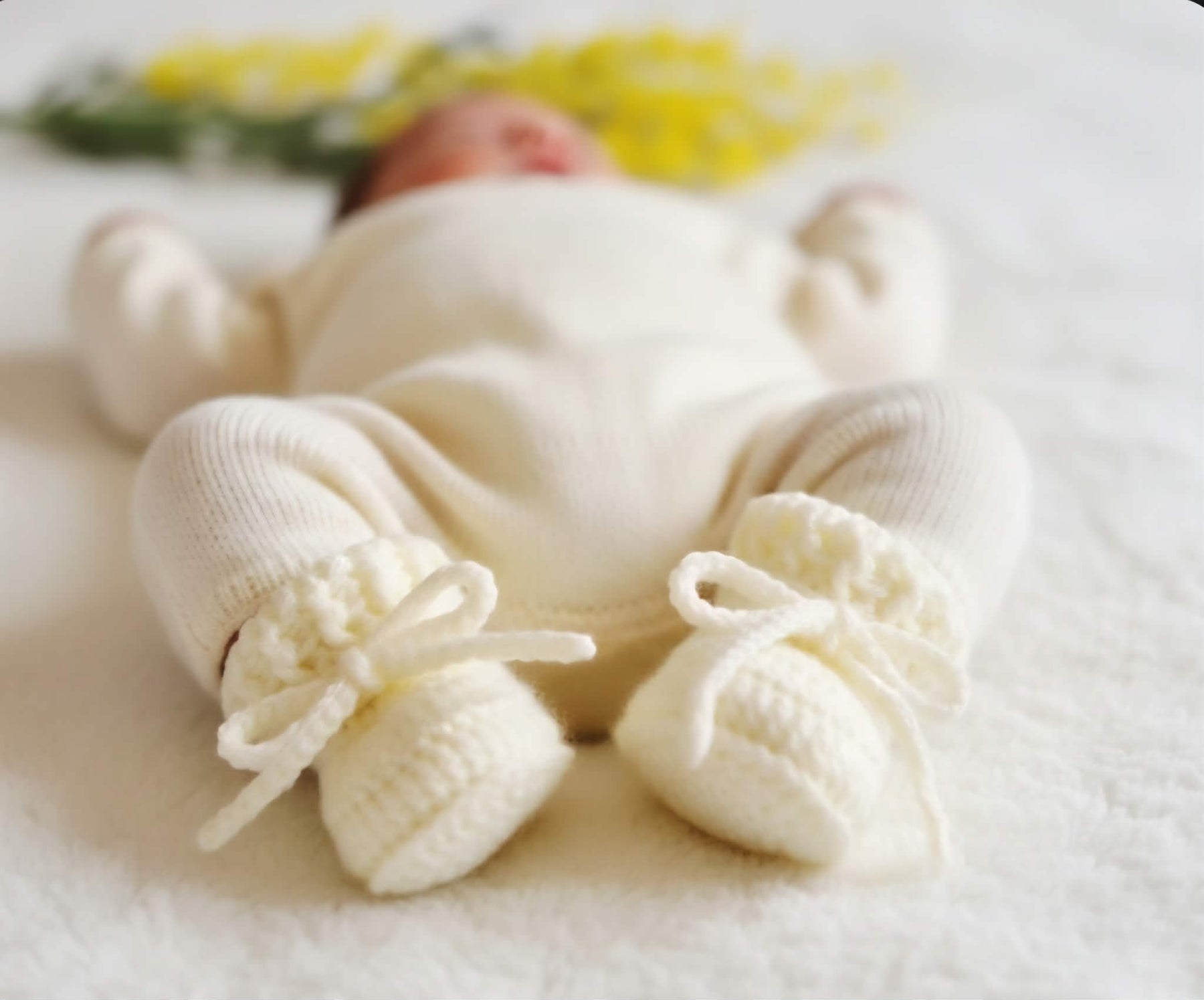 Baby Booties | Newborn | Cream/Off White | Crochet | Knit | Shoes | Socks
