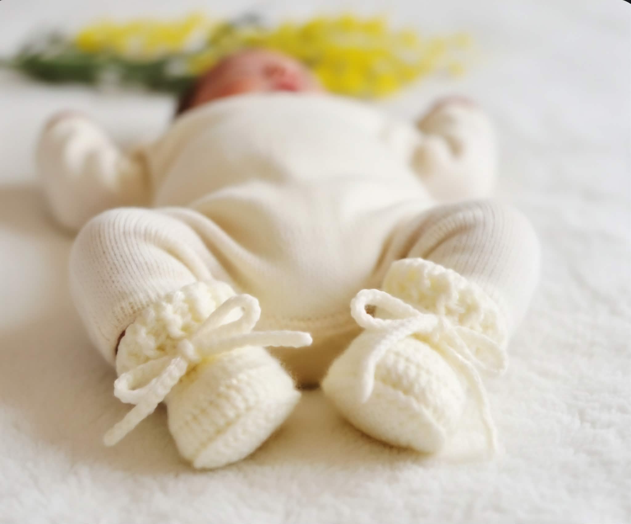 Baby Booties | Newborn | Cream/Off White | Crochet | Knit | Shoes | Socks
