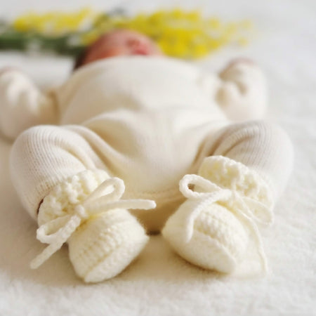 Baby Booties | Newborn | Cream/Off White | Crochet | Knit | Shoes | Socks