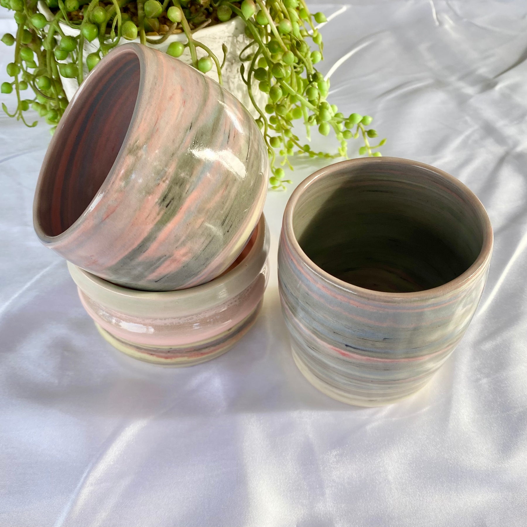 Marbled Effect Ceramic Latte Cup|Handmade Pottery