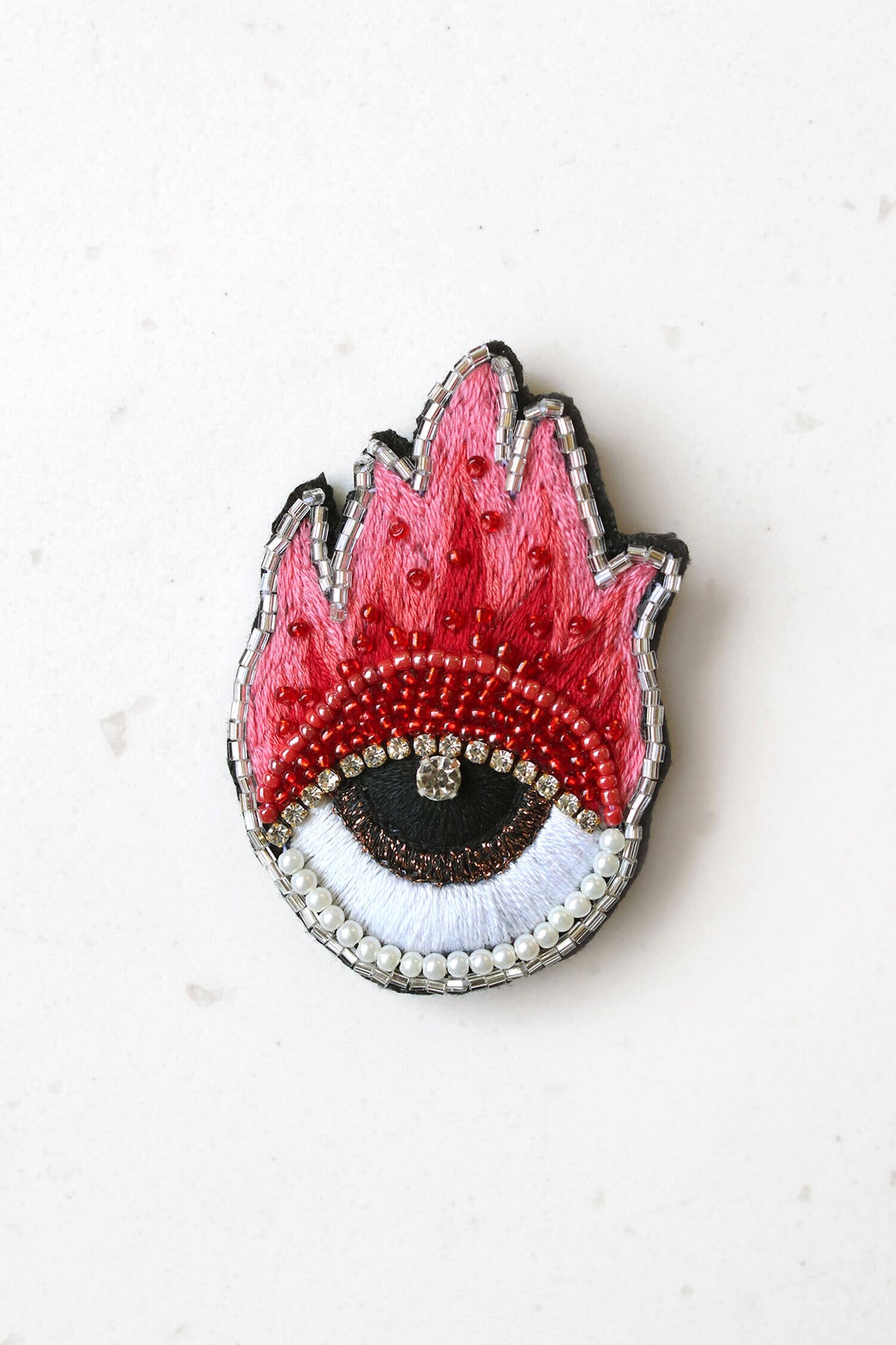 Beaded Fire Eye Brooch