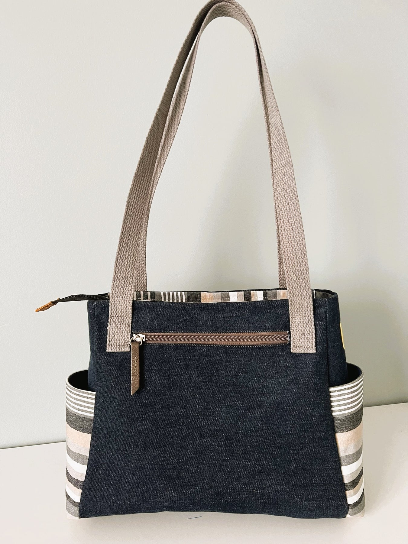 Upcycled Denim & Canvas Multi Pocket Tote