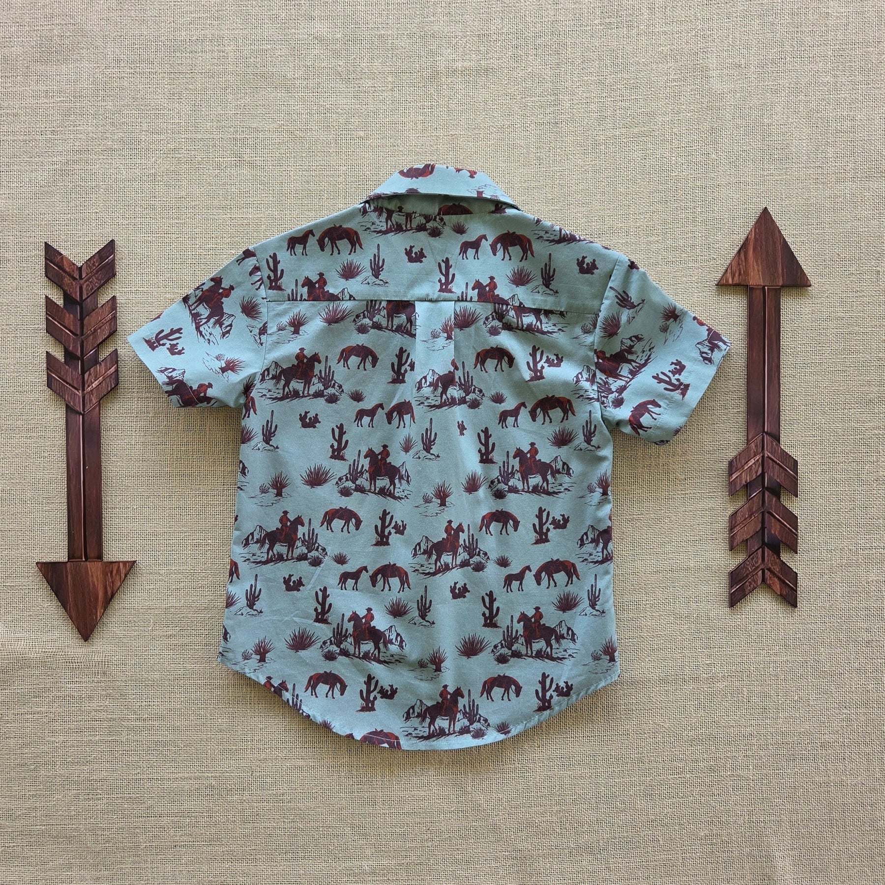 "Trail Boss" — Boys’ Western-Themed Button‑Up Shirt (Size 4)