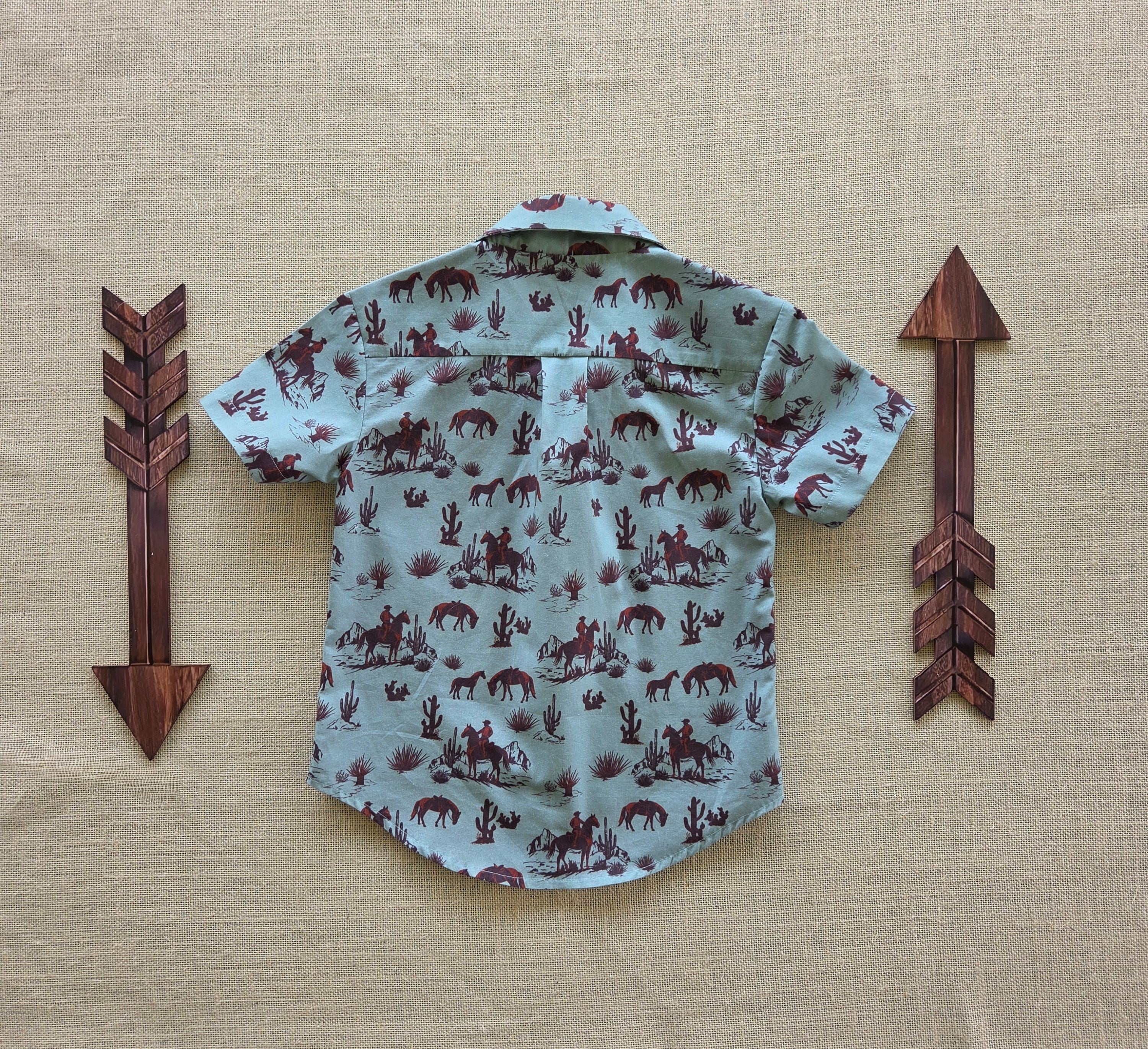 "Trail Boss" — Boys’ Western-Themed Button‑Up Shirt (Size 4)