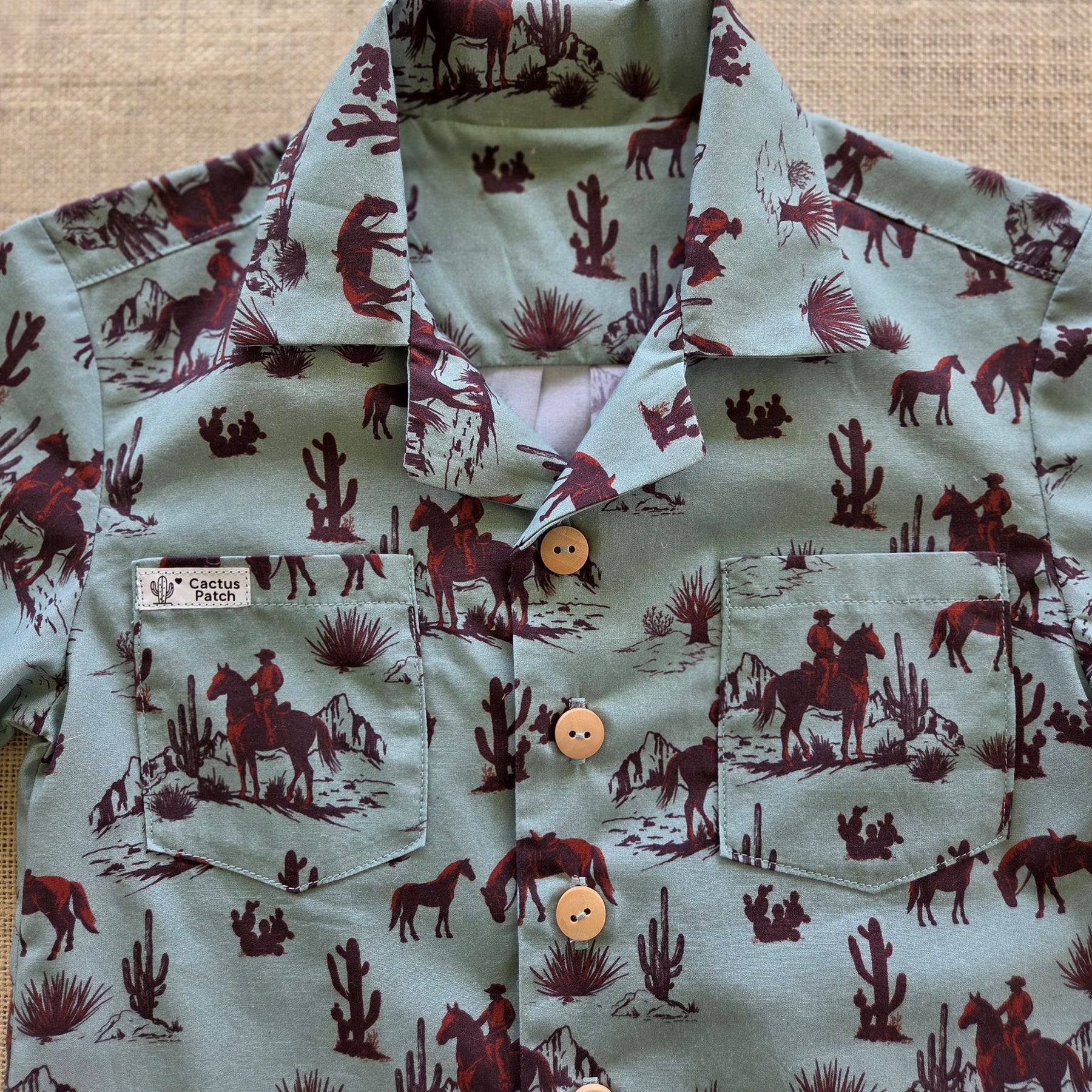 "Trail Boss" — Boys’ Western-Themed Button‑Up Shirt (Size 4)