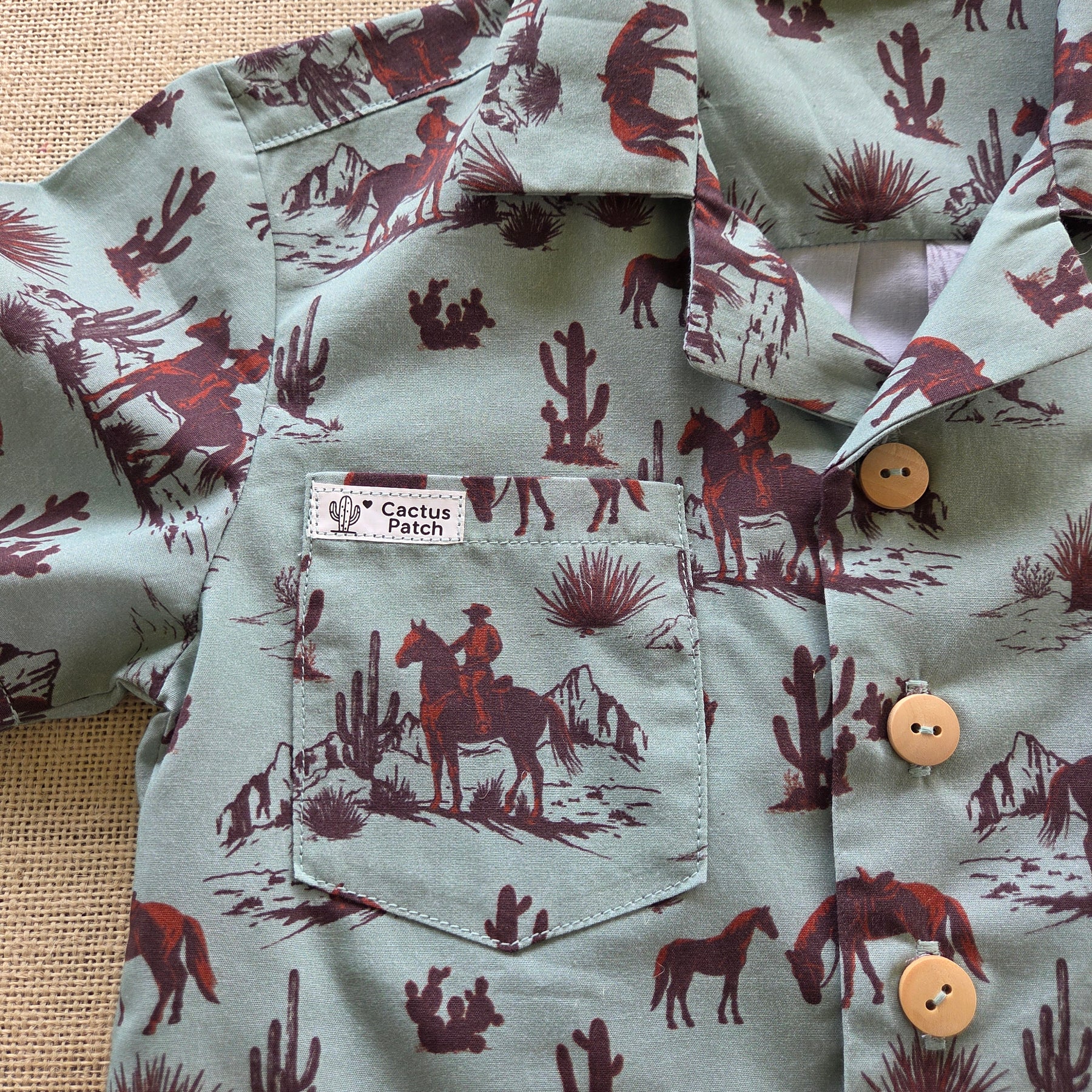"Trail Boss" — Boys’ Western-Themed Button‑Up Shirt (Size 4)
