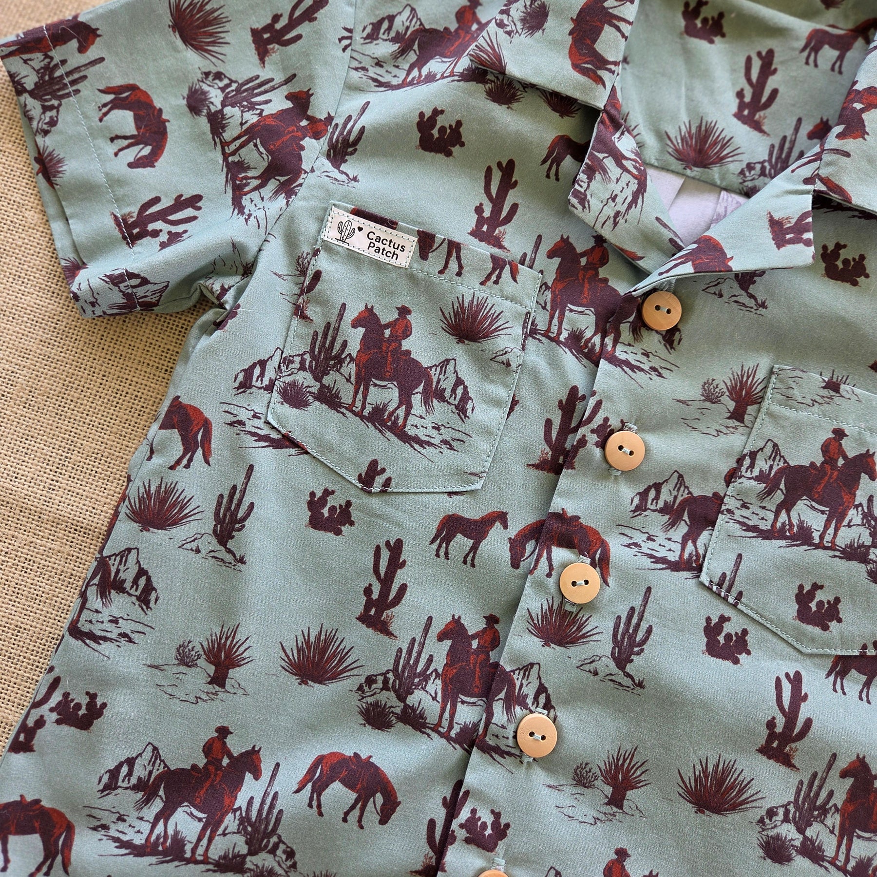 "Trail Boss" — Boys’ Western-Themed Button‑Up Shirt (Size 4)