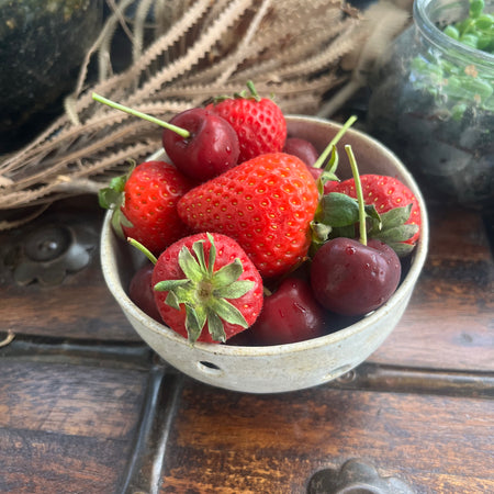 White Ceramic Berry Bowl with Base Plate