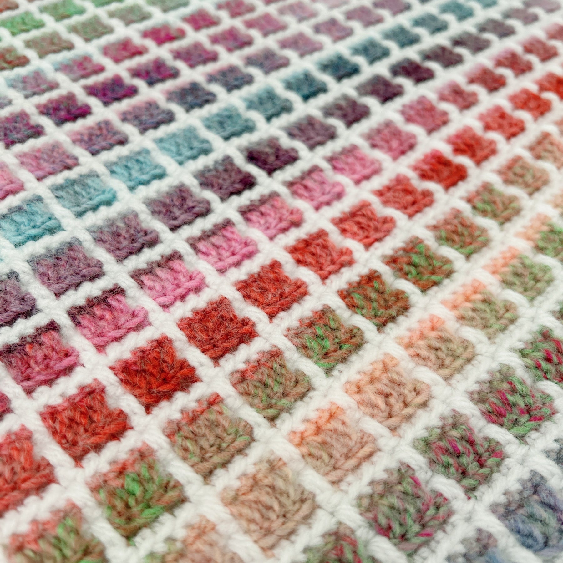 Handmade Crochet Baby Blanket, Rainbow  Lattice