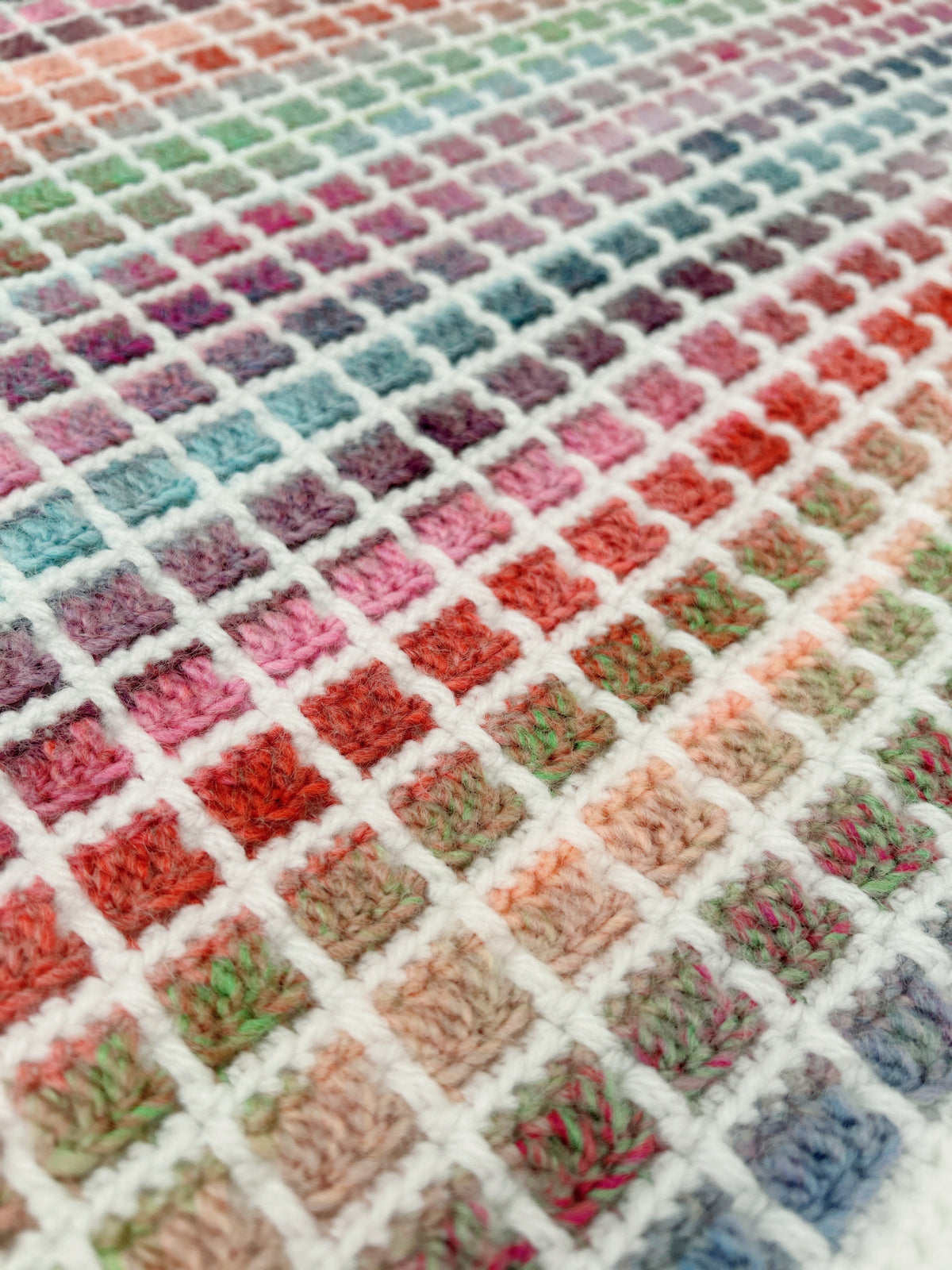 Handmade Crochet Baby Blanket, Rainbow  Lattice