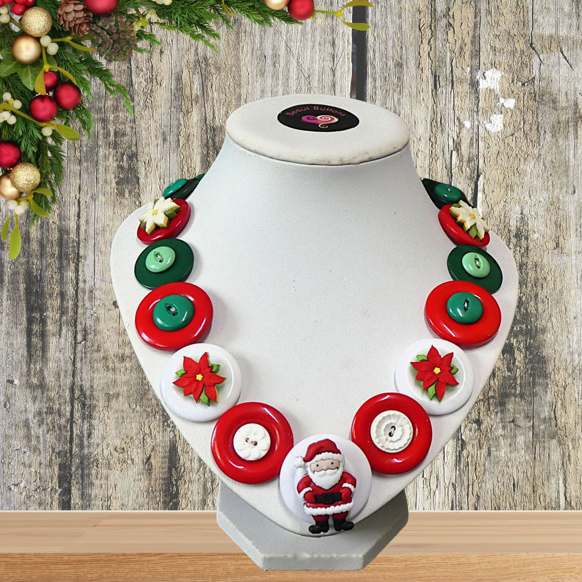 Christmas necklace - Santa's flowers
