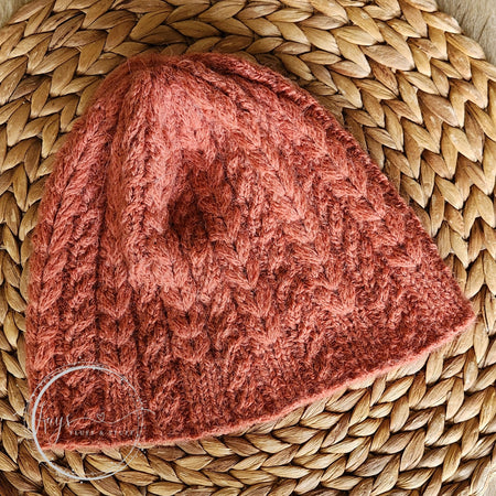 Handknit Peach Alpaca Textured Beanie