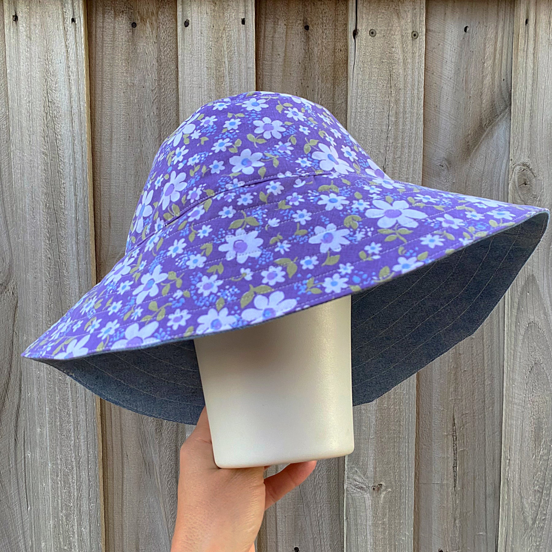 Selection of Reversible Vintage Floral Hat, Adult 55-58cm