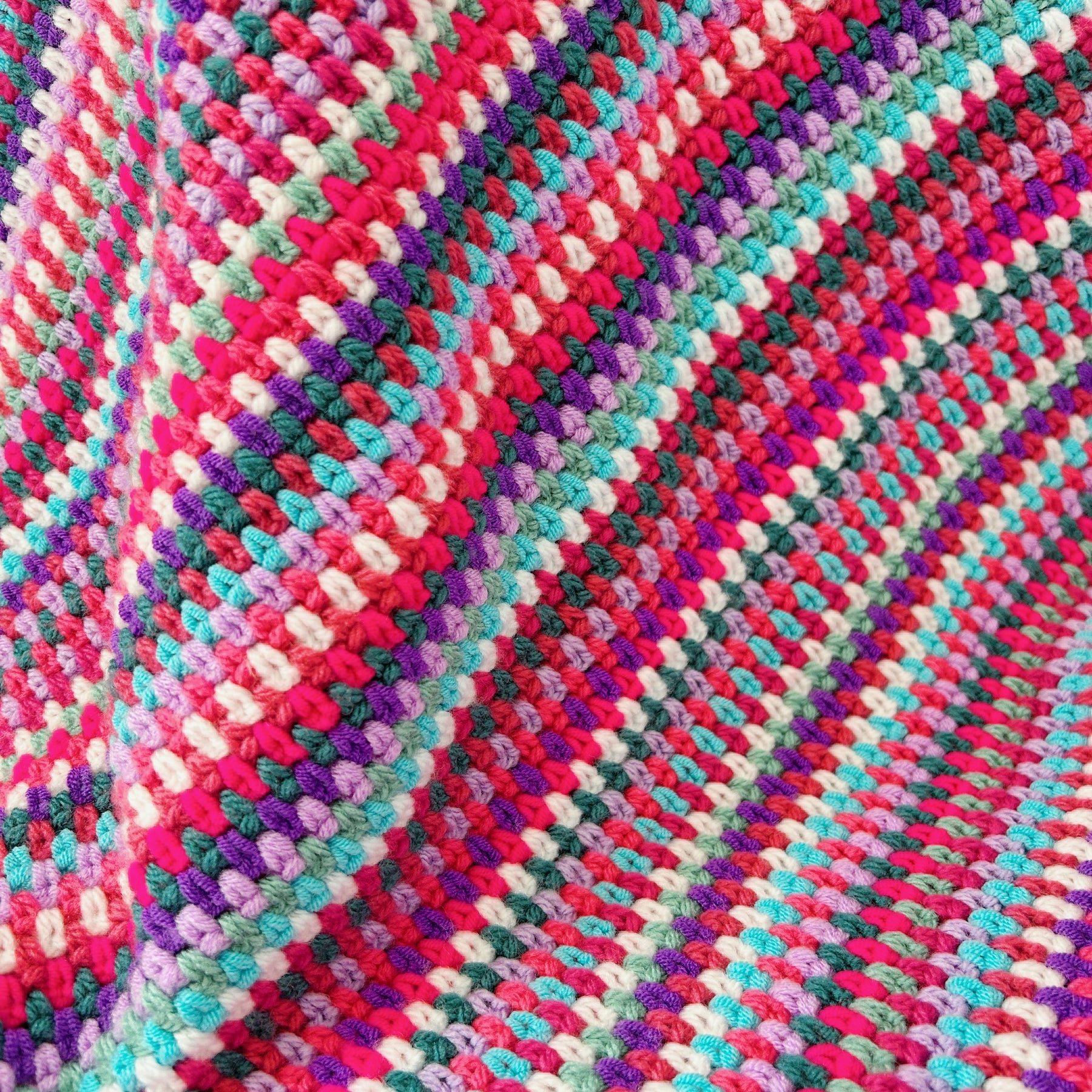 Handmade Crochet Baby Blanket – Colourful Scrappy Rainbow Blanket – One of a Kind