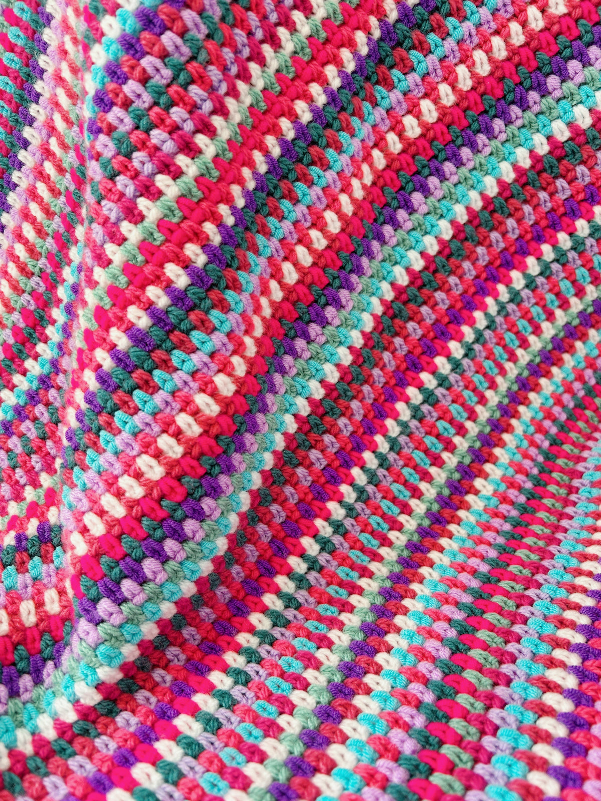 Handmade Crochet Baby Blanket – Colourful Scrappy Rainbow Blanket – One of a Kind