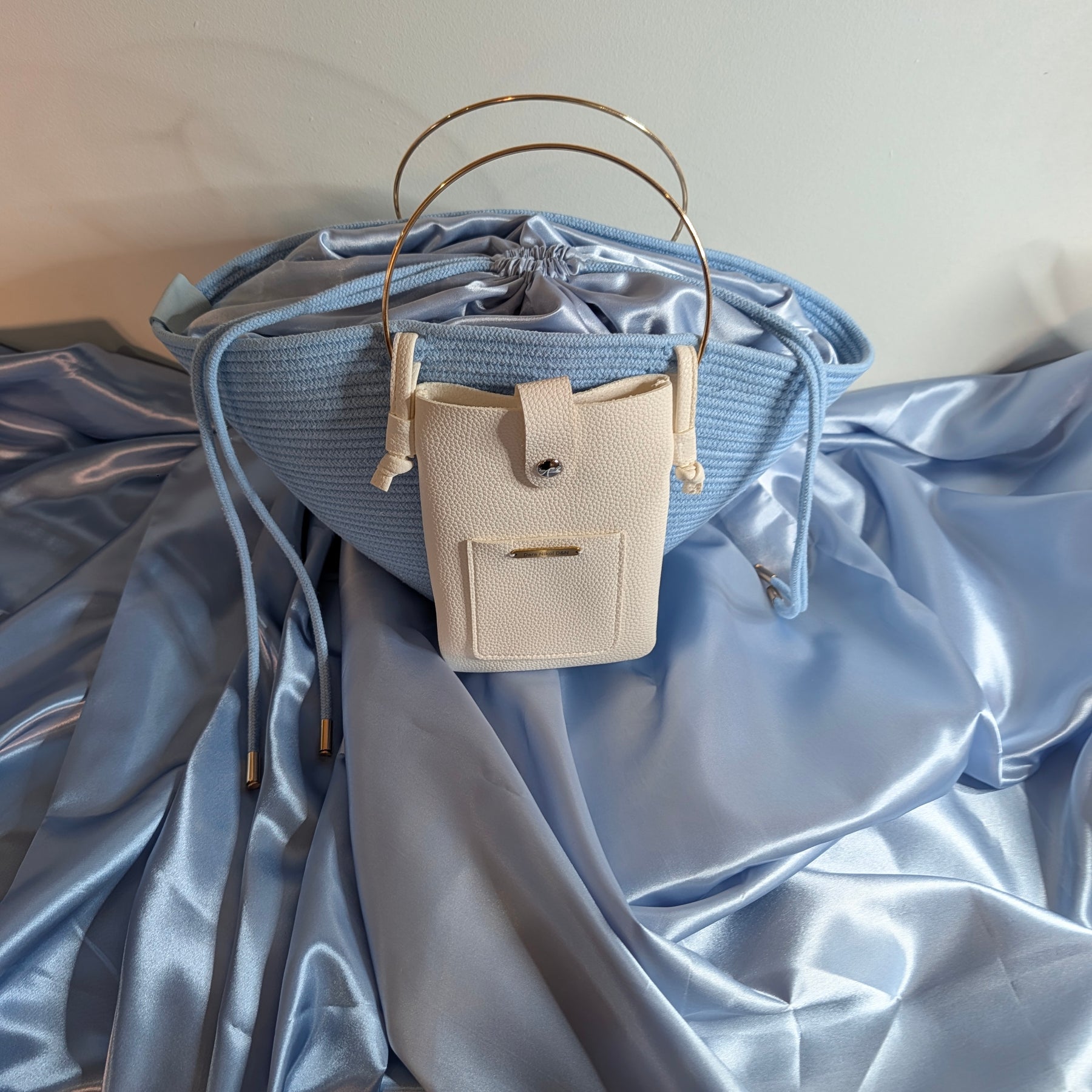 Sky Medium Handmade Cotton Cord Statement Handbag