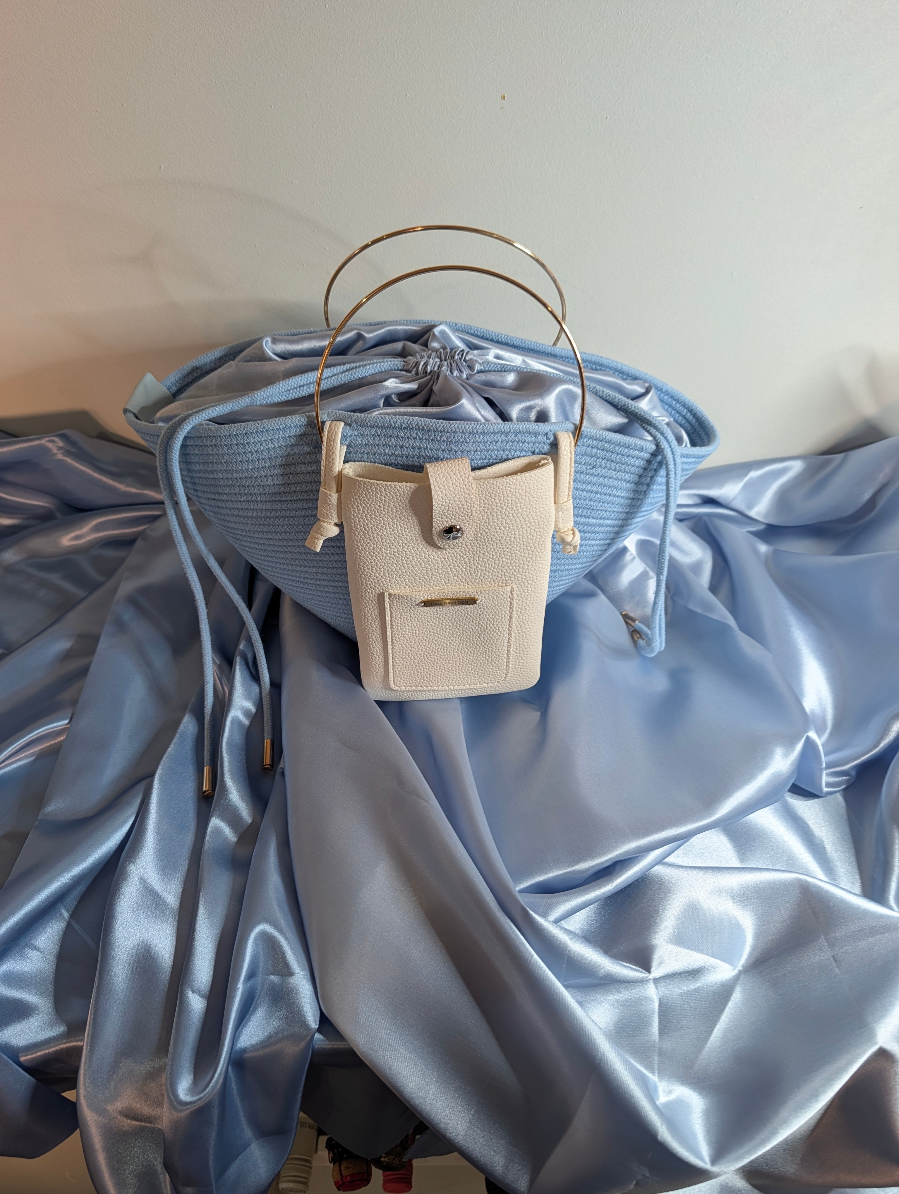 Sky Medium Handmade Cotton Cord Statement Handbag