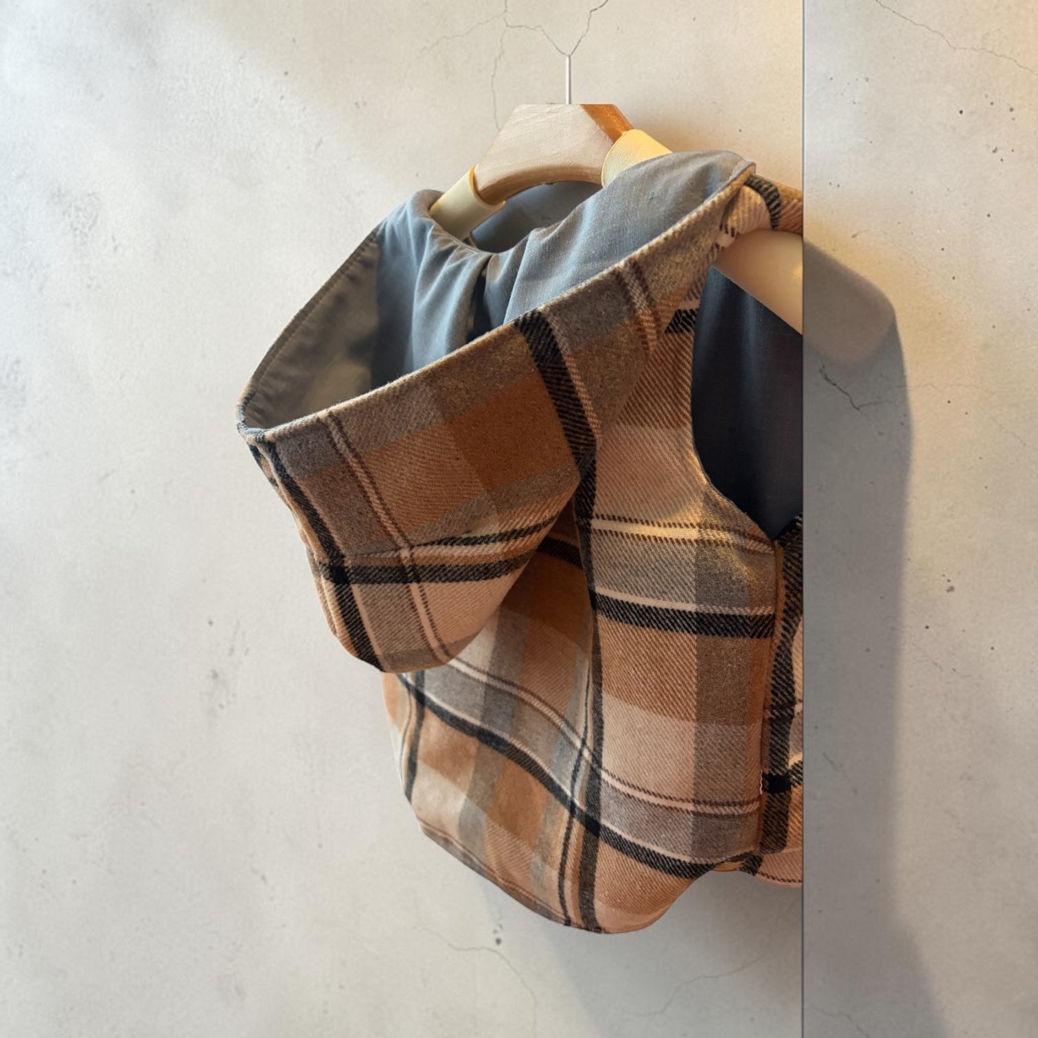 Handmade Brown/Grey/Cream Plaid Cotton Flannelette Vest | Fully Lined Children’s Winter Vest Size 2