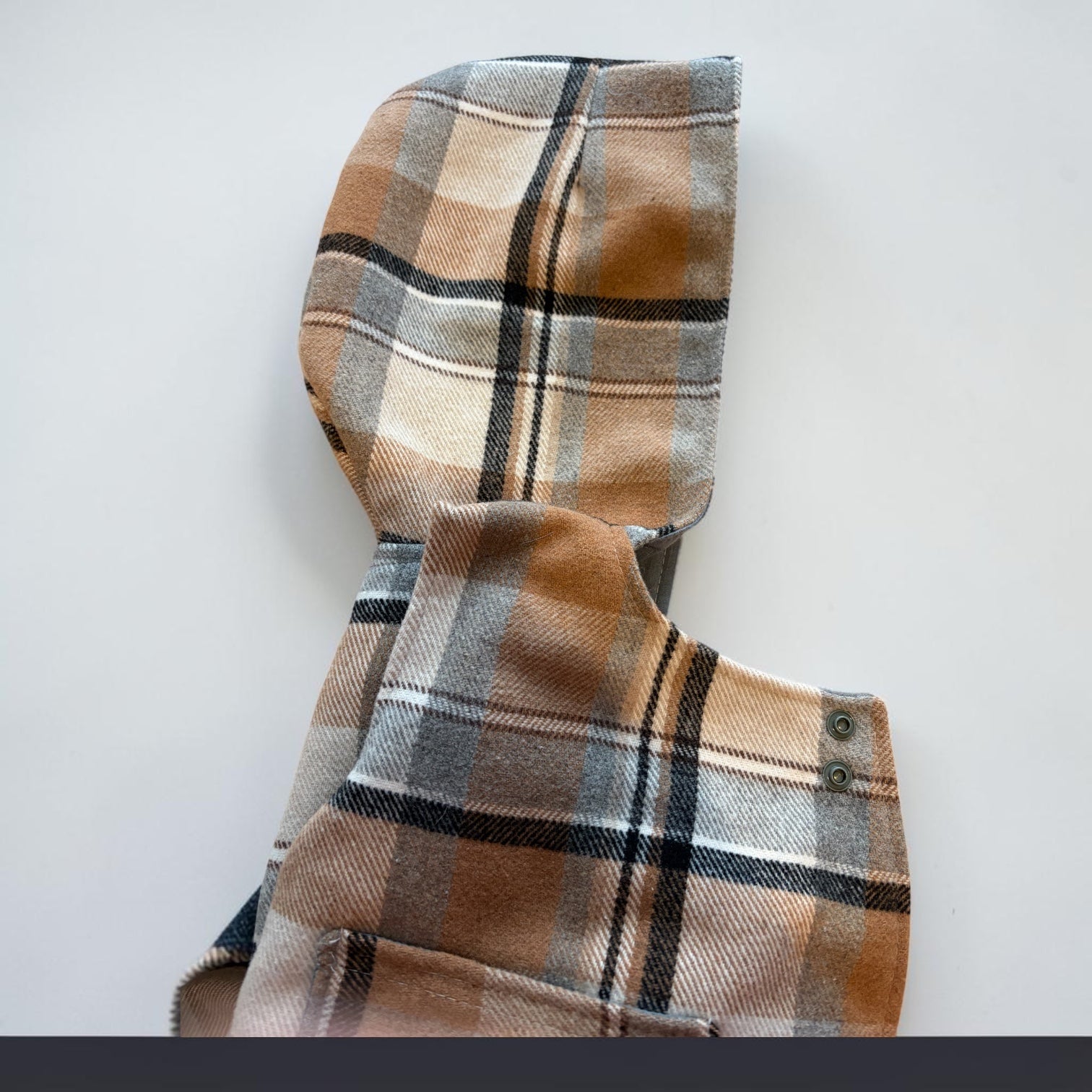 Handmade Brown/Grey/Cream Plaid Cotton Flannelette Vest | Fully Lined Children’s Winter Vest Size 2