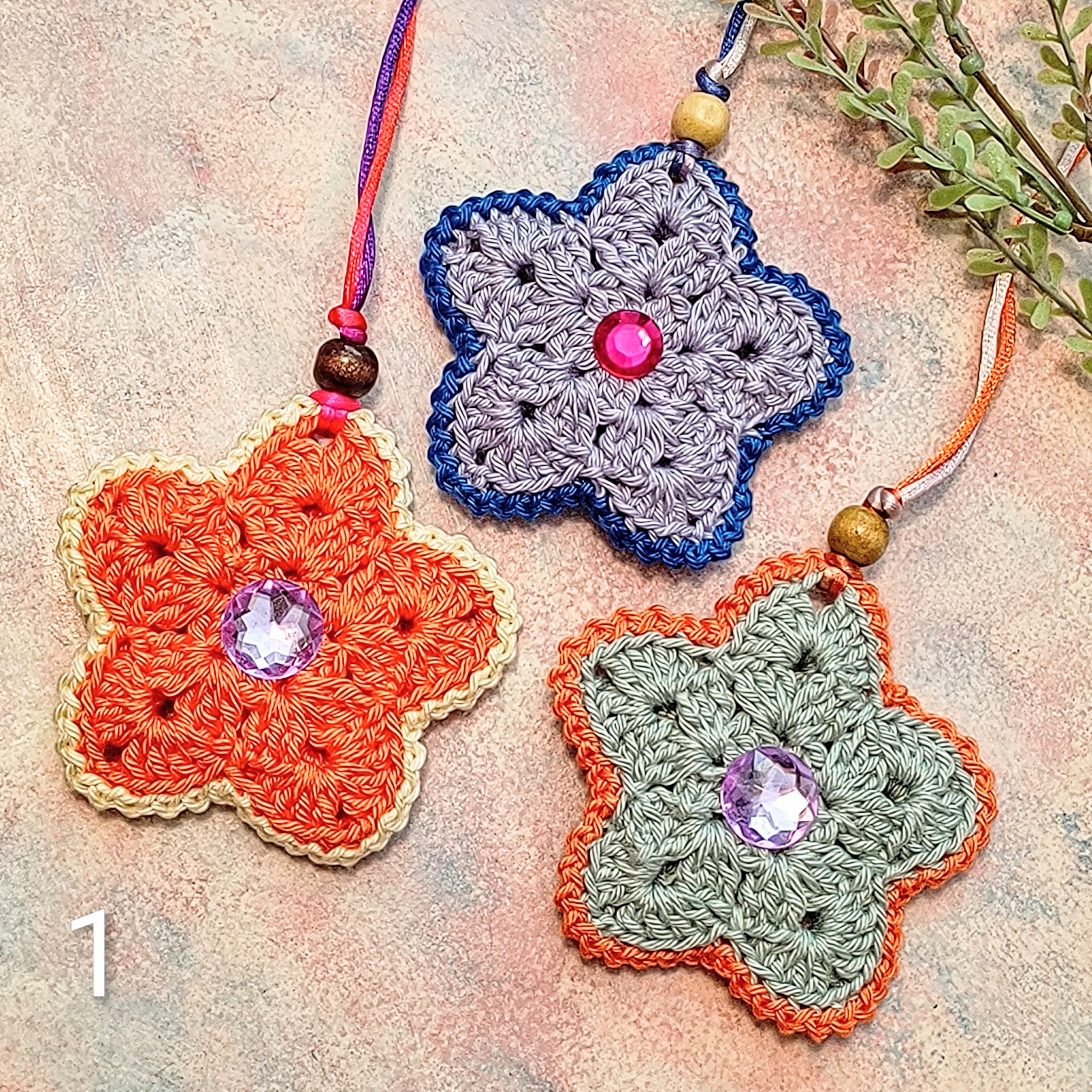 Set of 3 Crochet 'Twinkle' Star Decorations