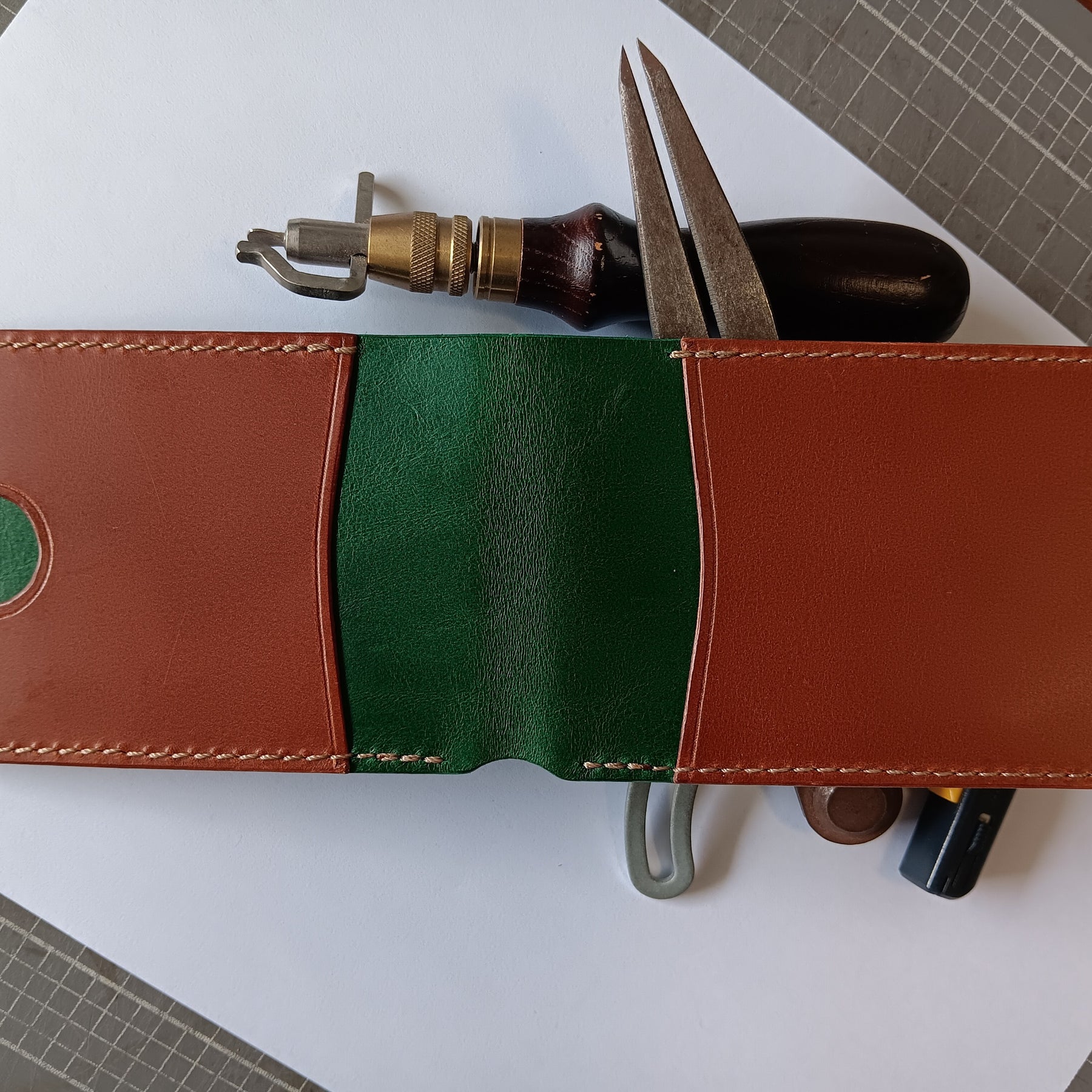 Men's Wallet Cardholder - Green/Chestnut