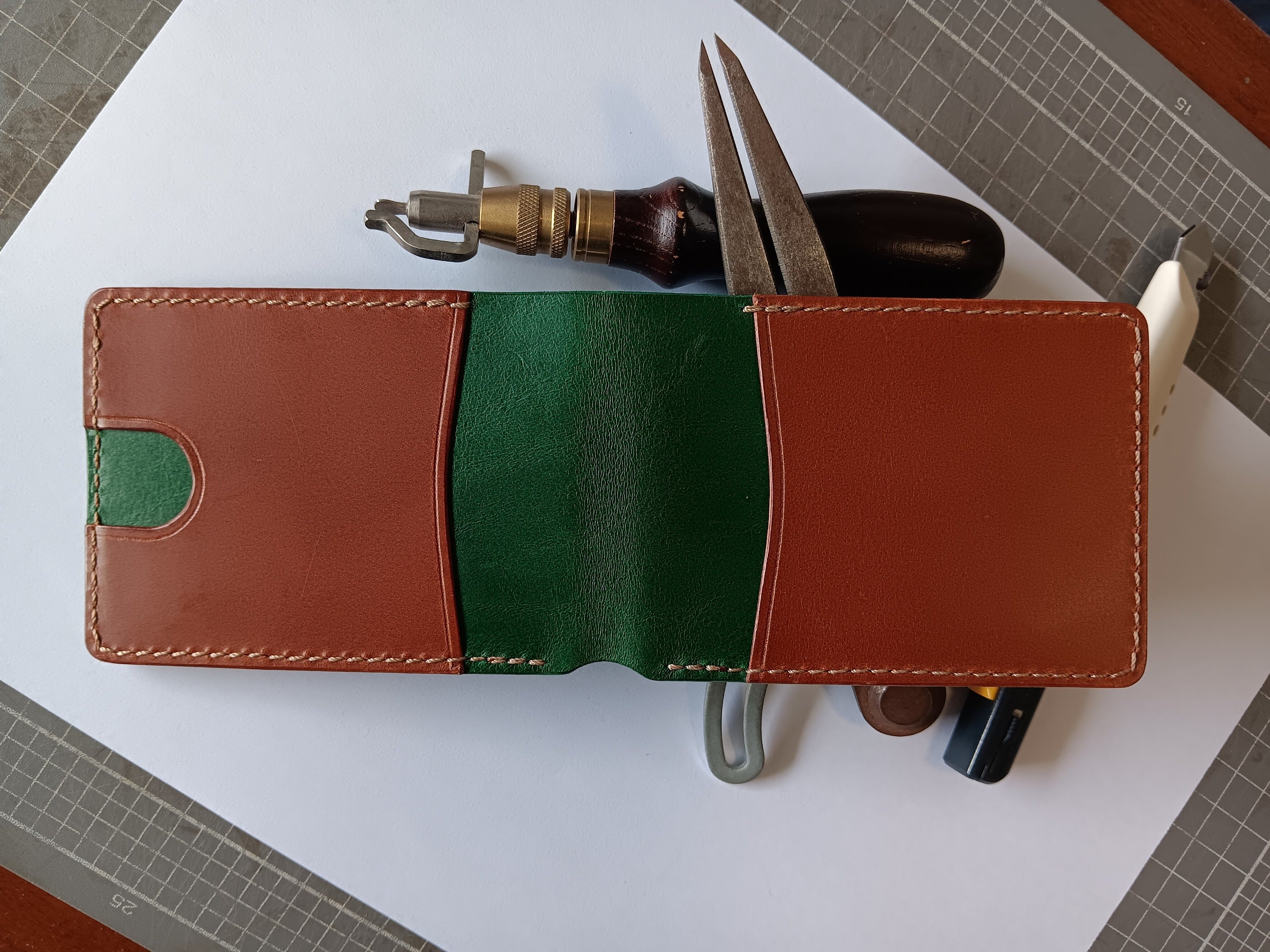 Men's Wallet Cardholder - Green/Chestnut