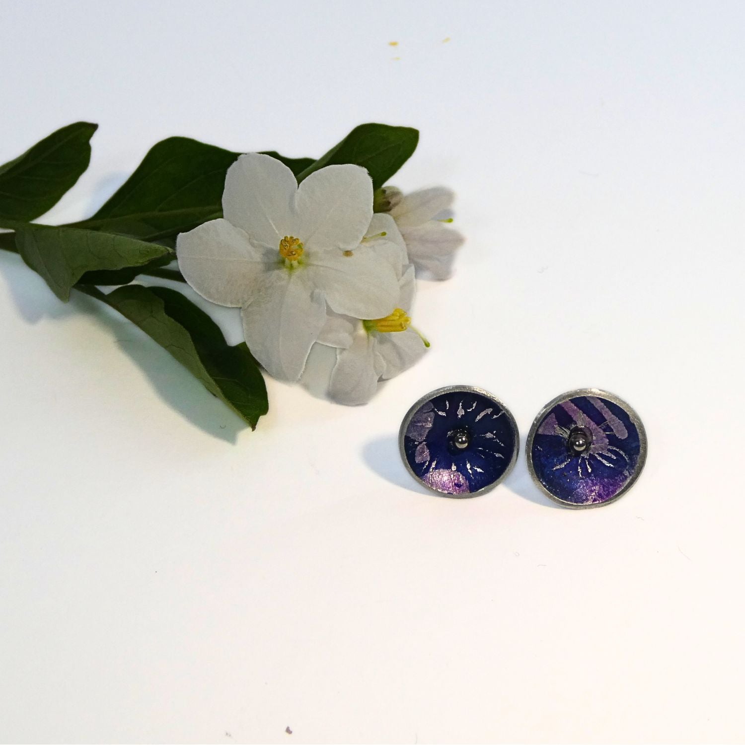Anodised aluminium stud earrings Aztec Aura Collection